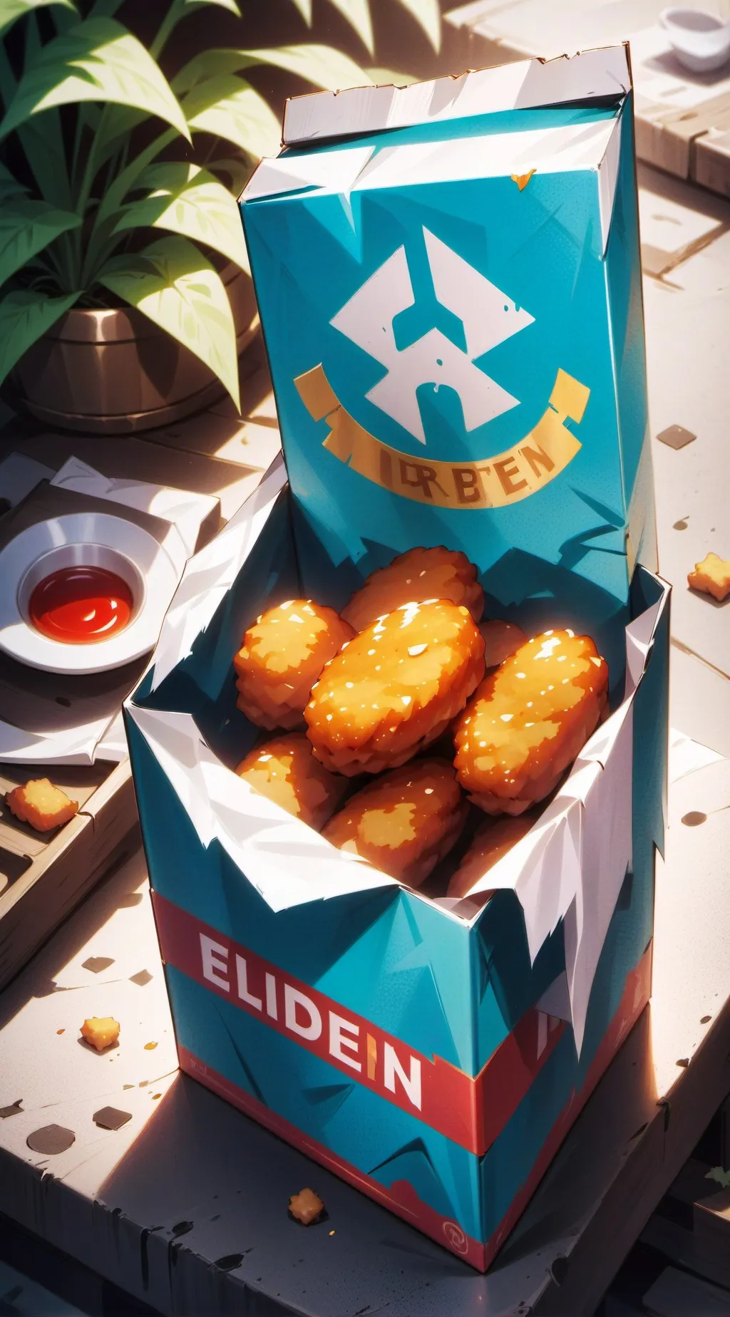 ai character: chiken nuggy background