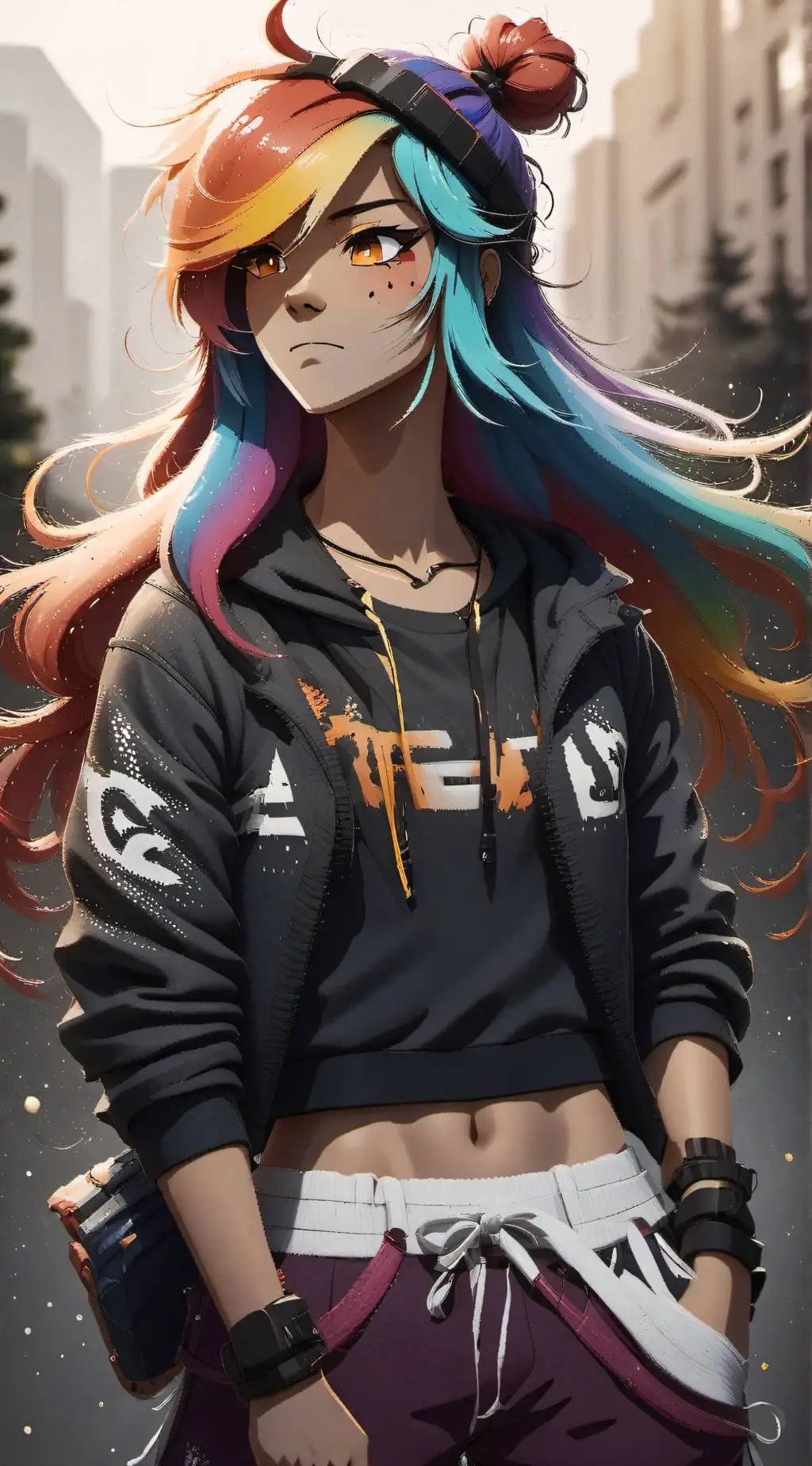 ai character: Rainbow Dash  background