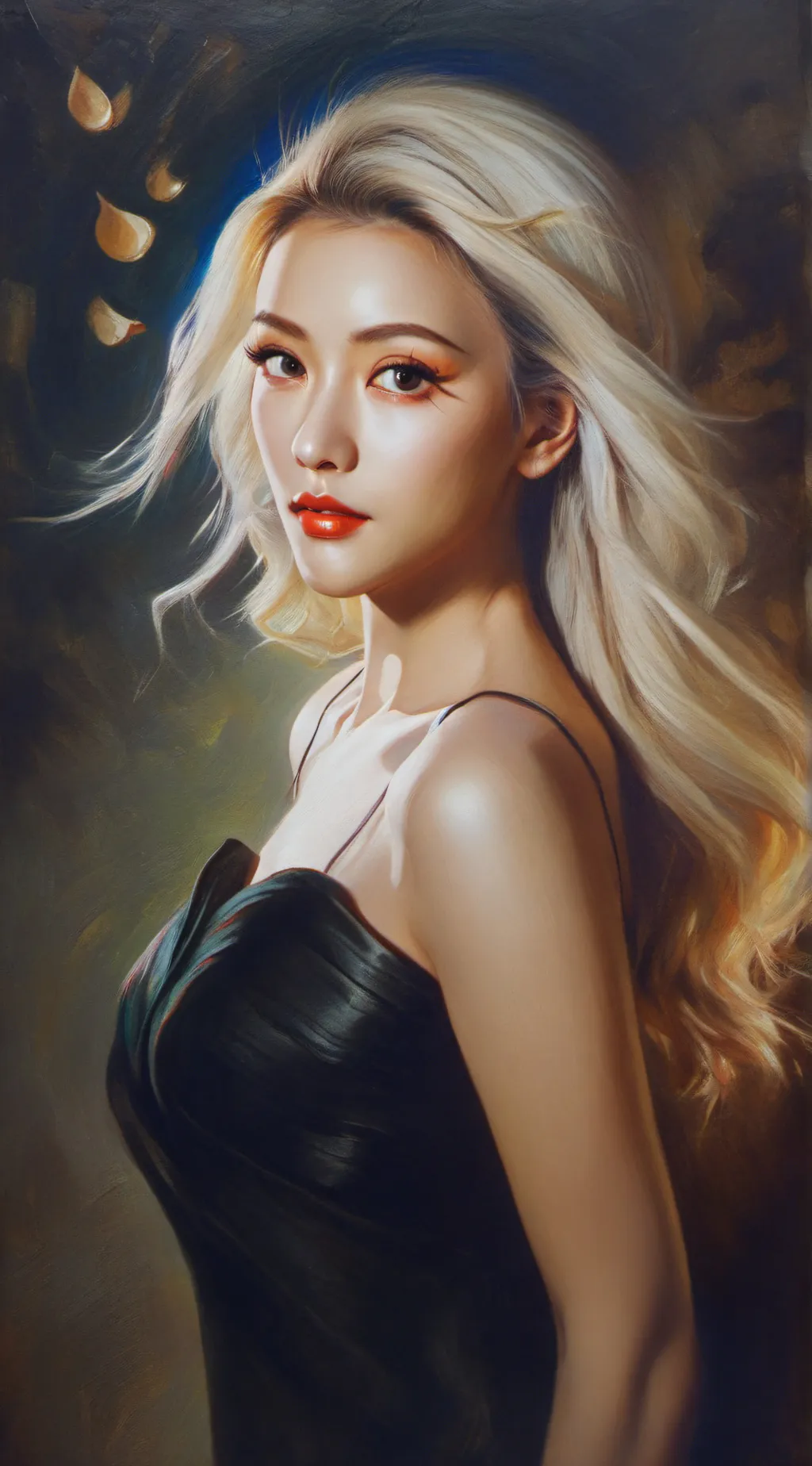 ai character: Tesla woman  background