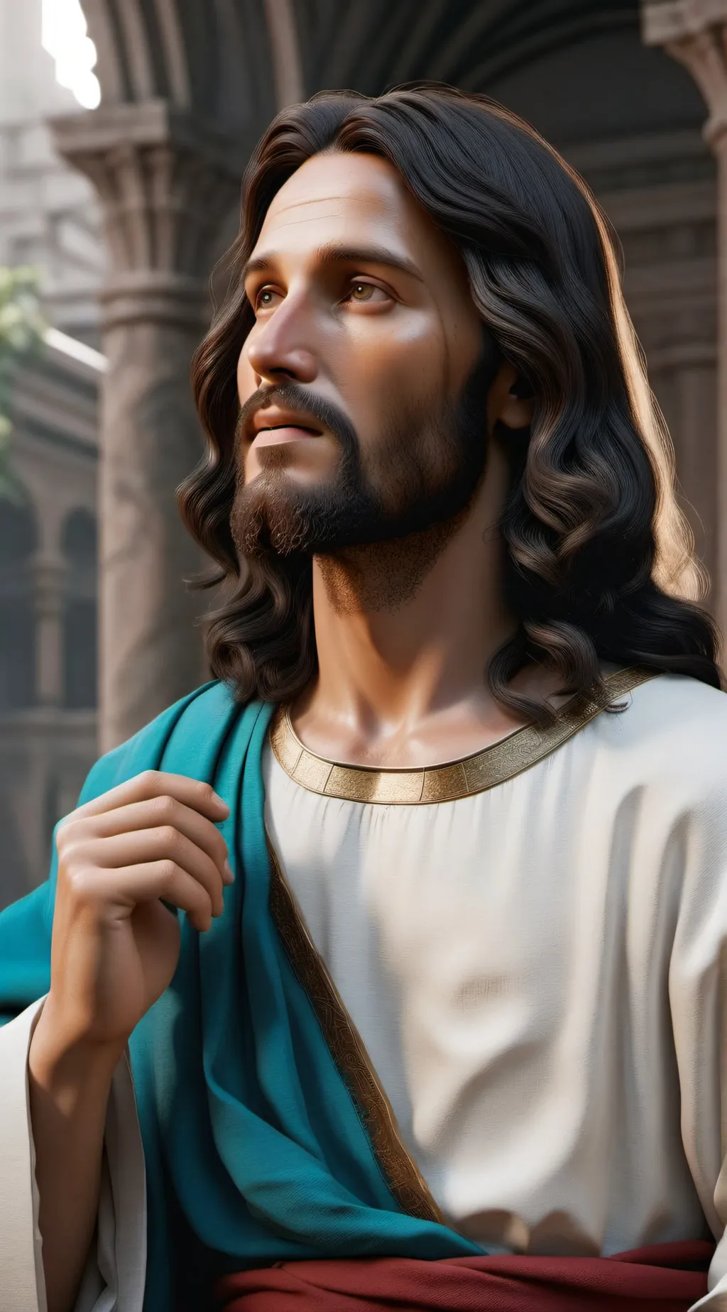 ai character: Jesus background