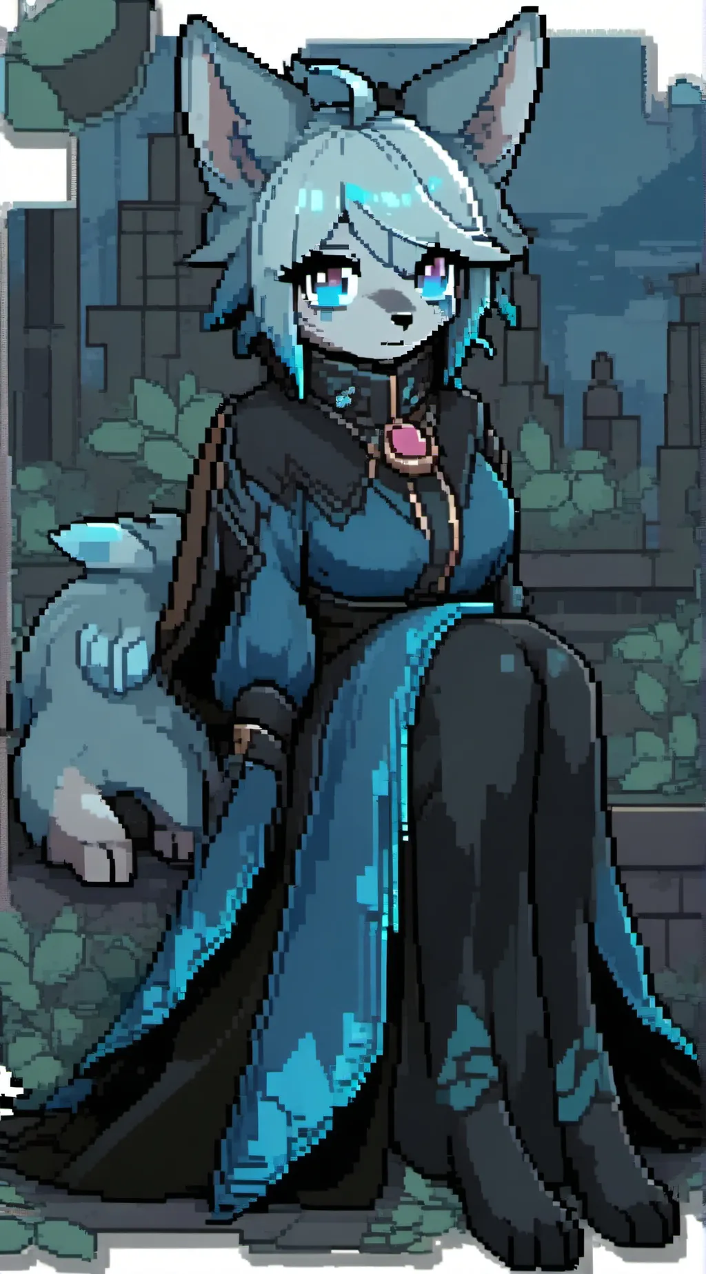 ai character: Blue latex beast background