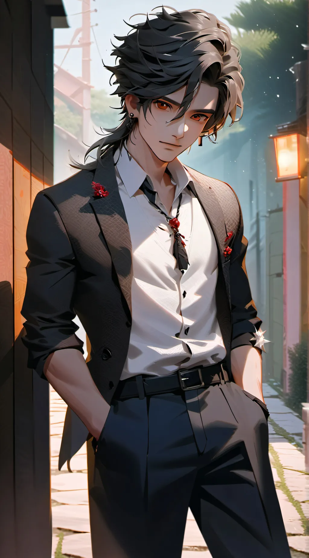 ai character: man turn woman background