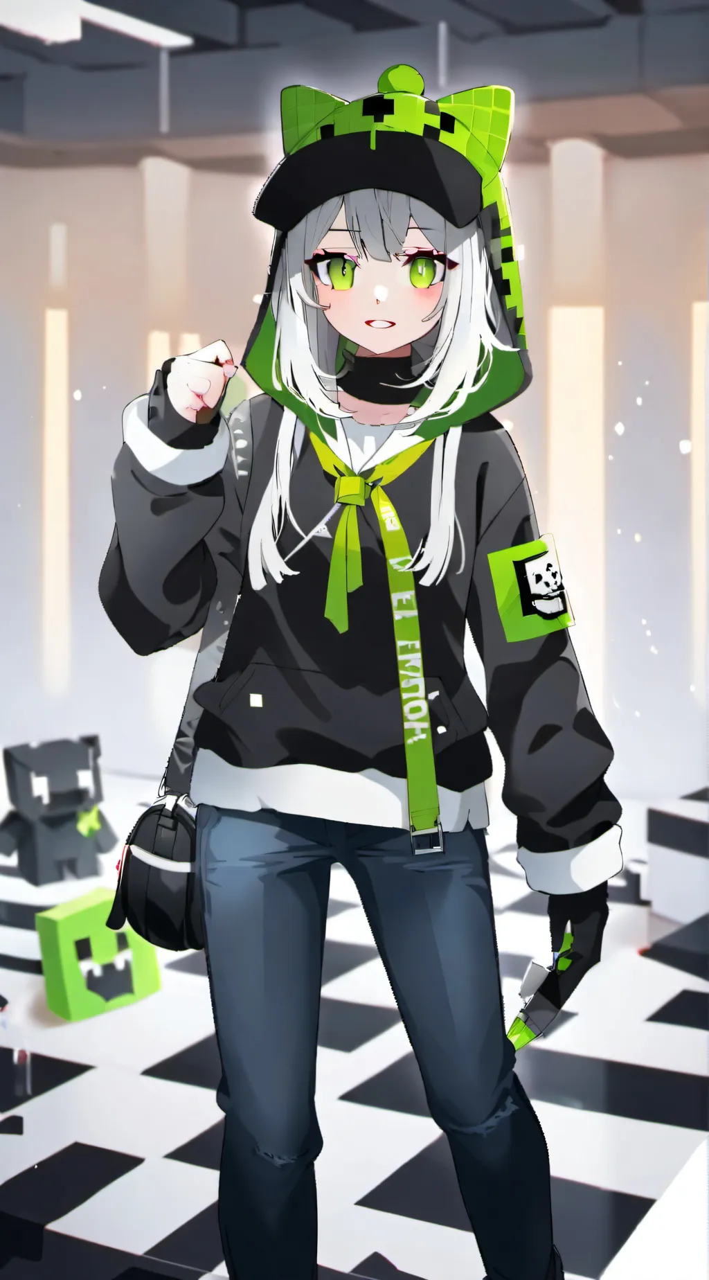 ai character: Creeper girl background