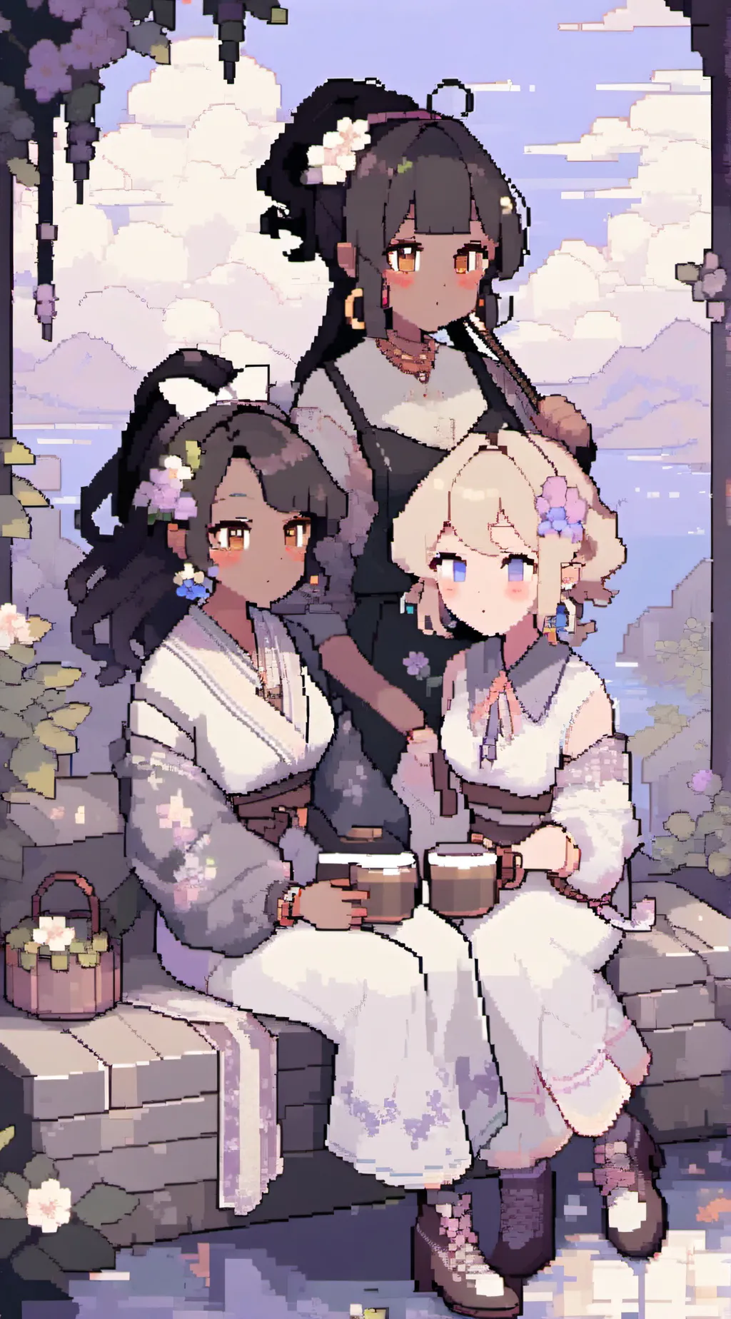 ai character: ella and maya and  background