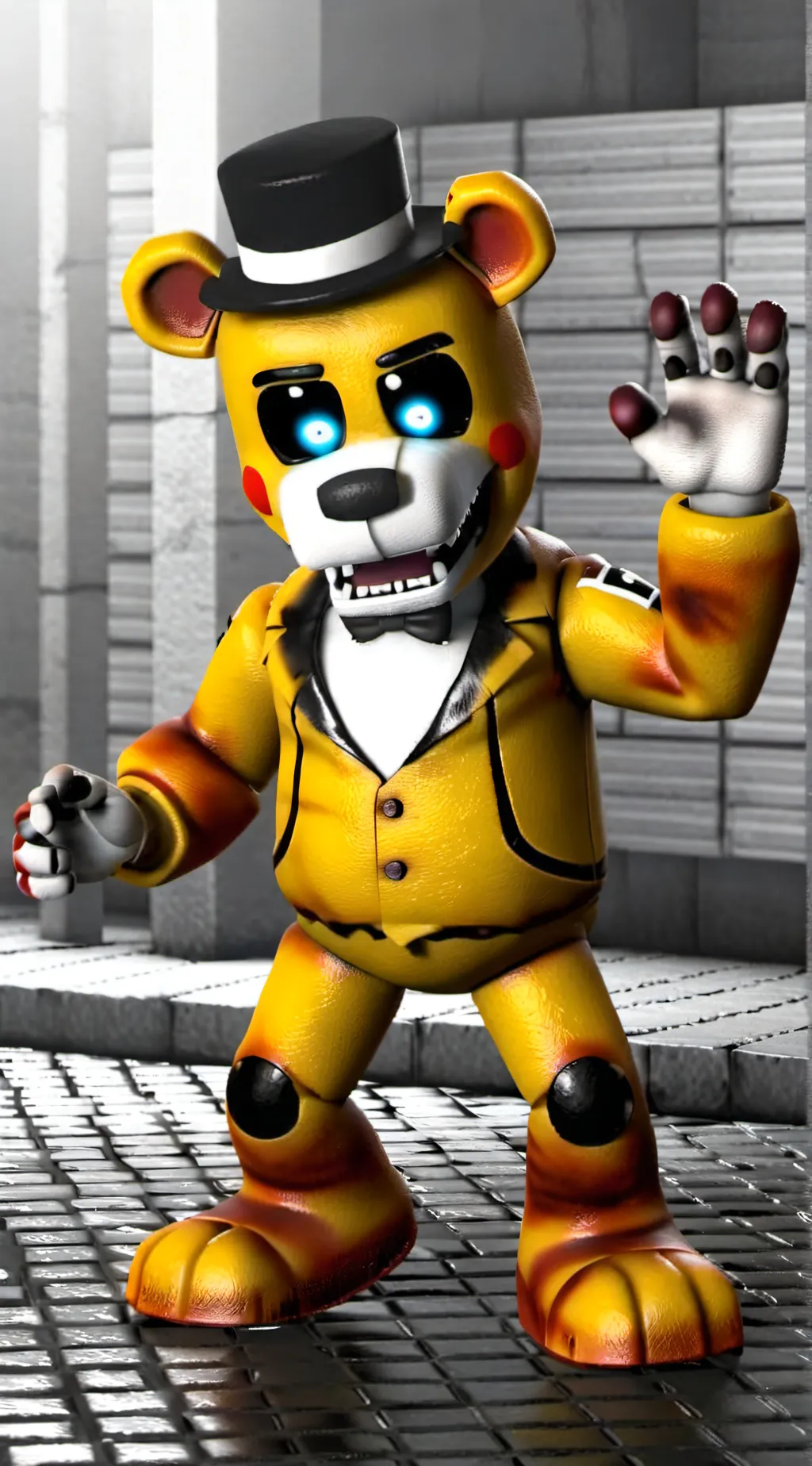 ai character: Glamrock freddy  background