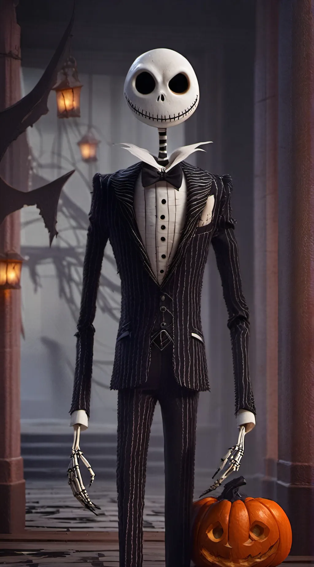 ai character: Jack Skellington  background