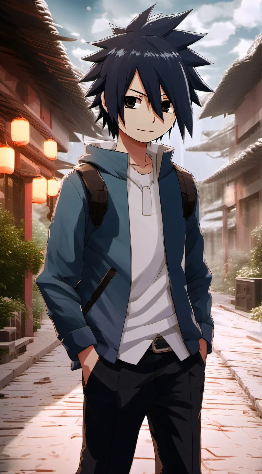 ai character: play boy sasuke  background