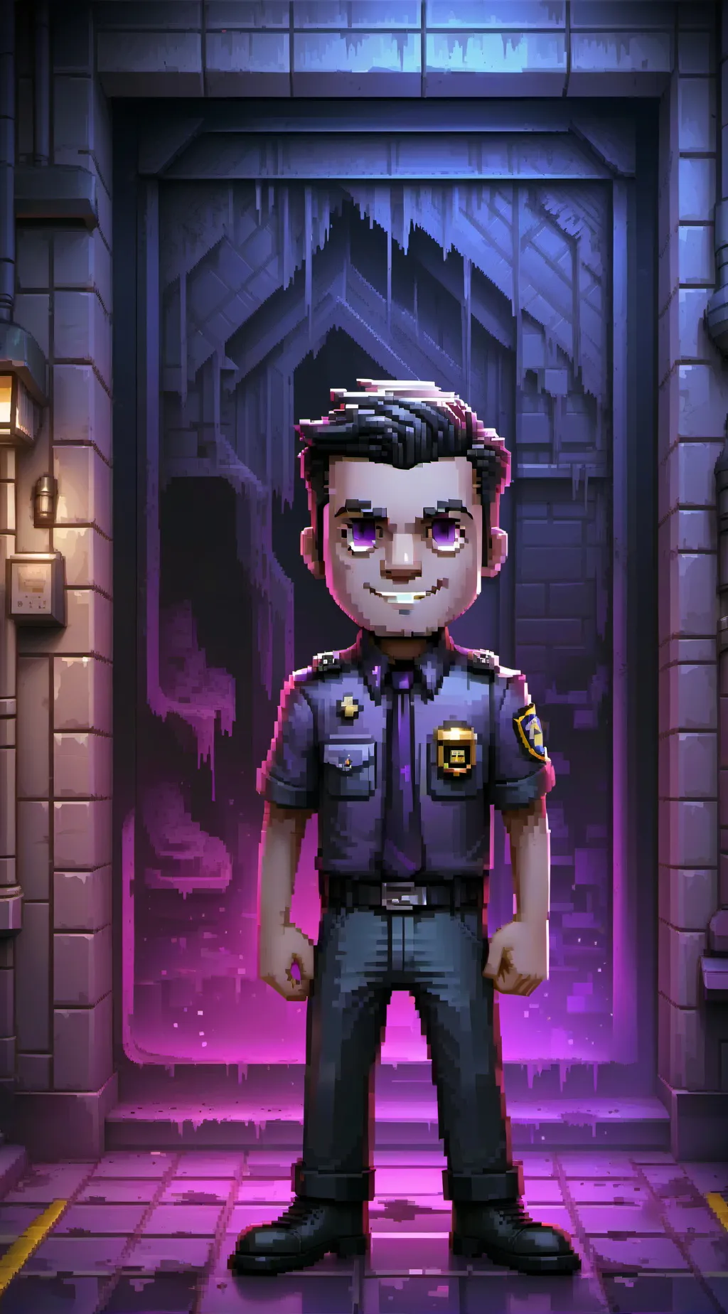 ai character: Purple guy  background