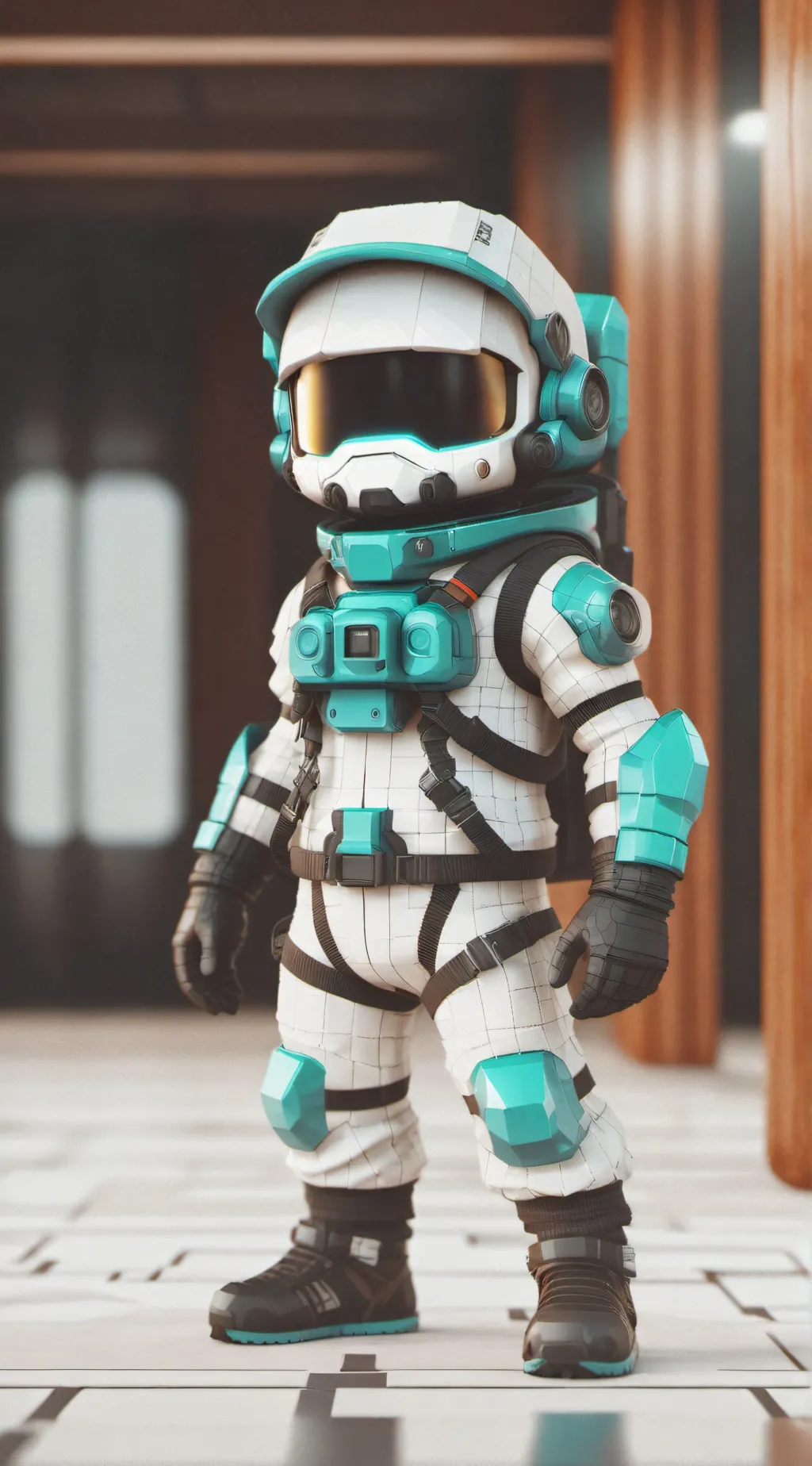 ai character: cyan background