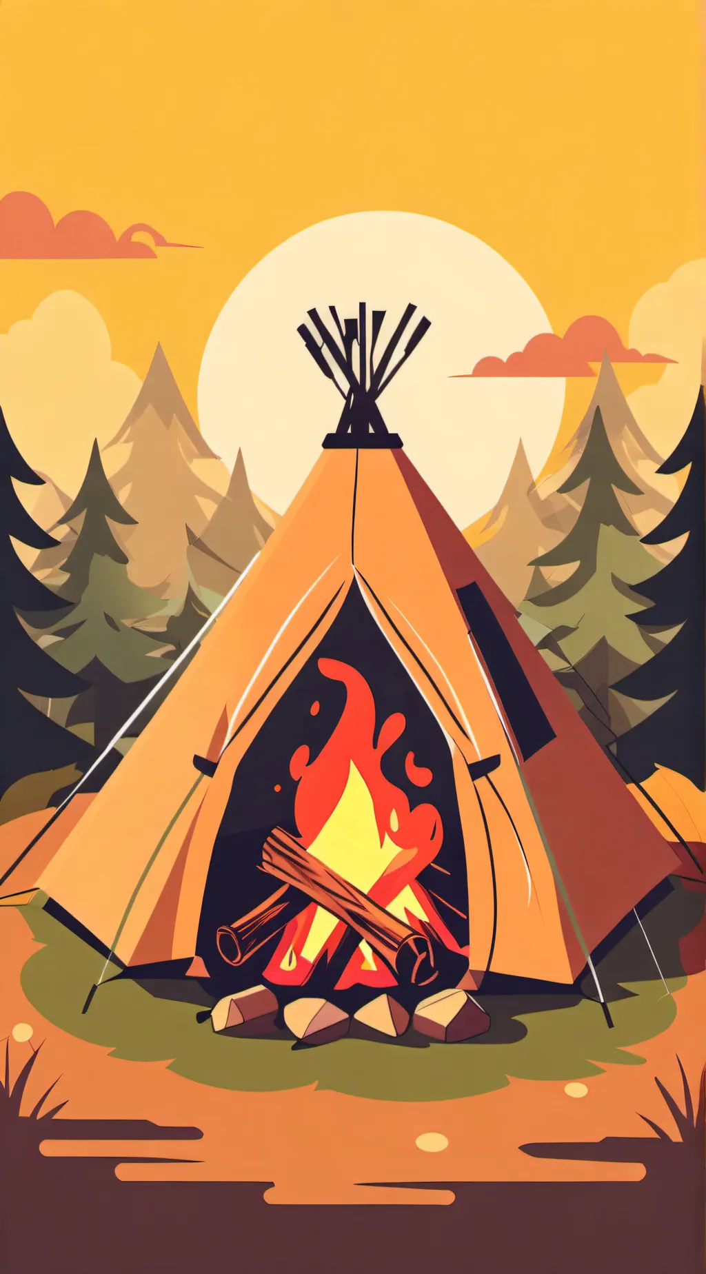 ai character: Campfire!  background
