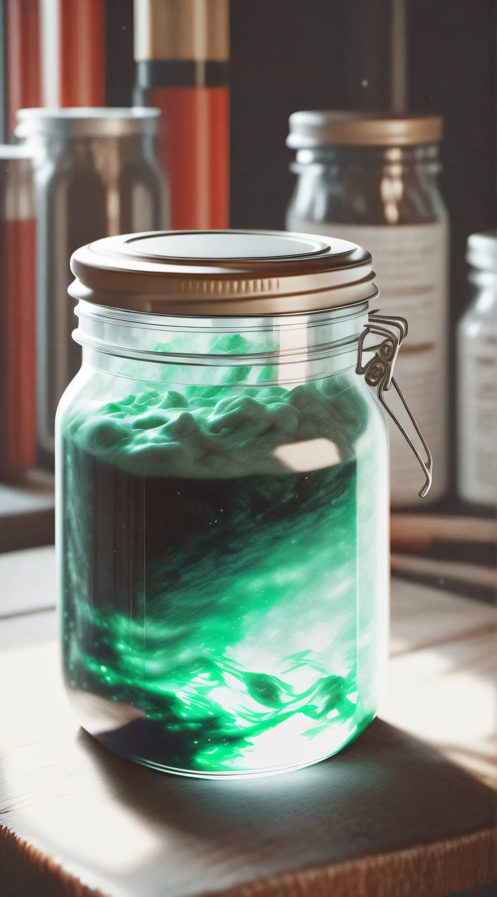 ai character: magic green goo background