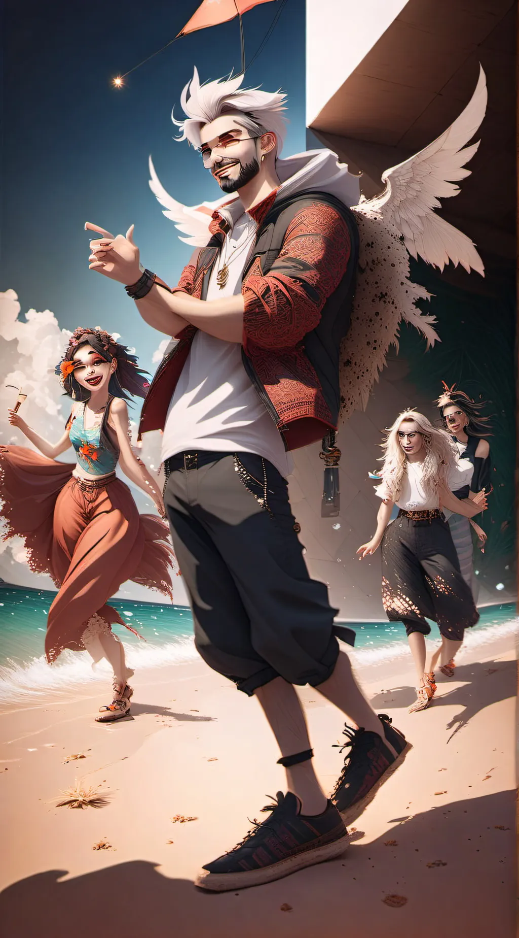 ai character: HH BEACH PARTY background