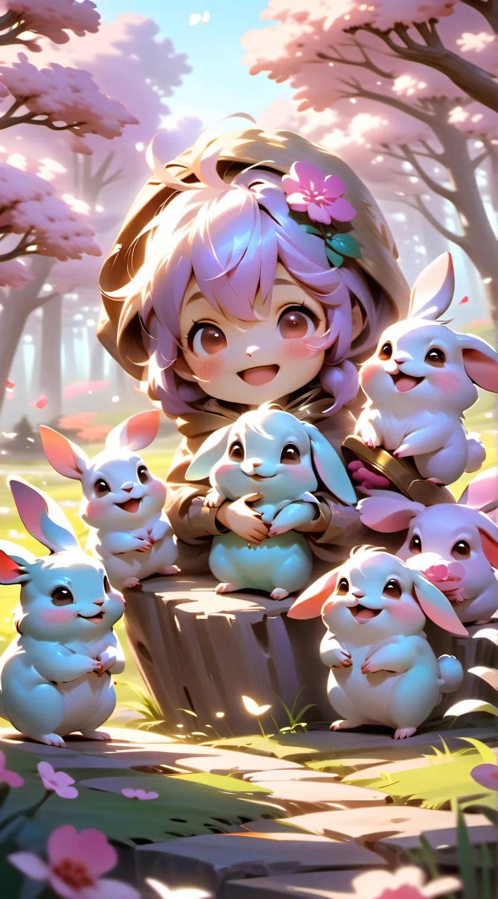 ai character: Smilling critters background