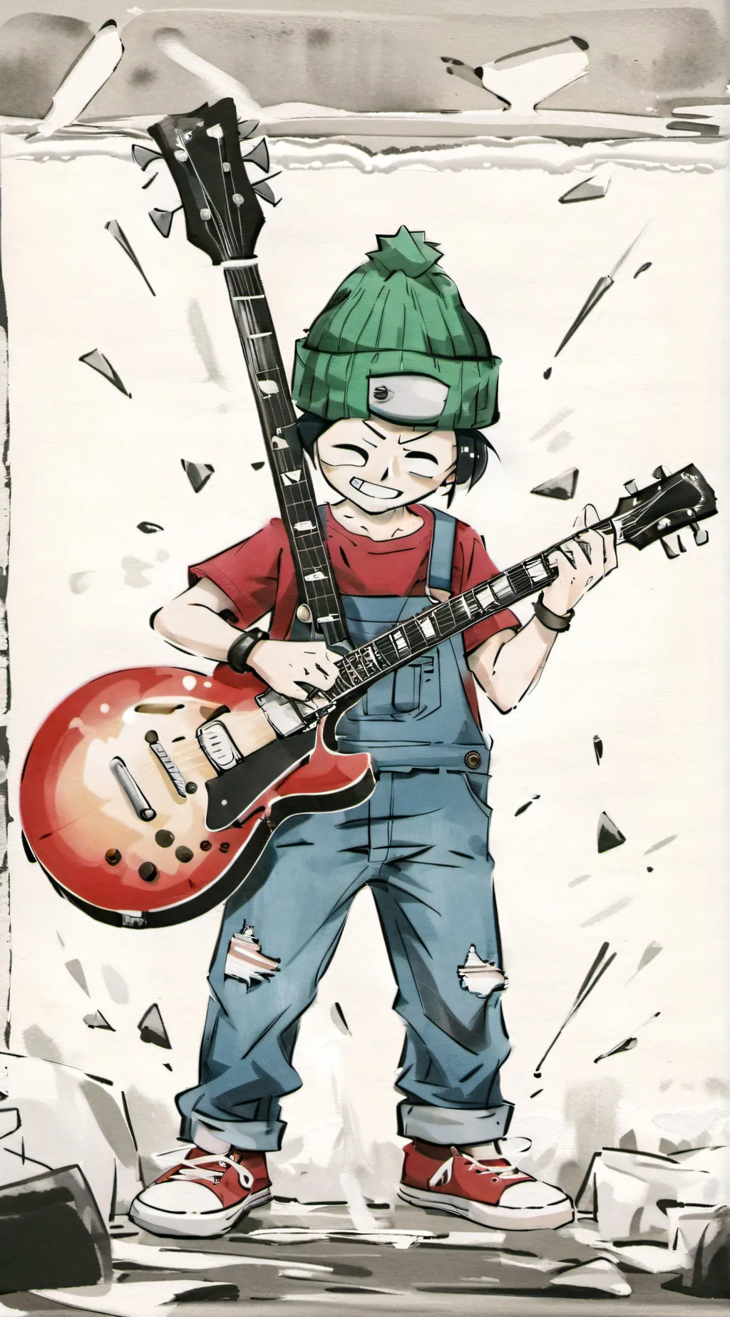 ai character: bambi with guitar  background