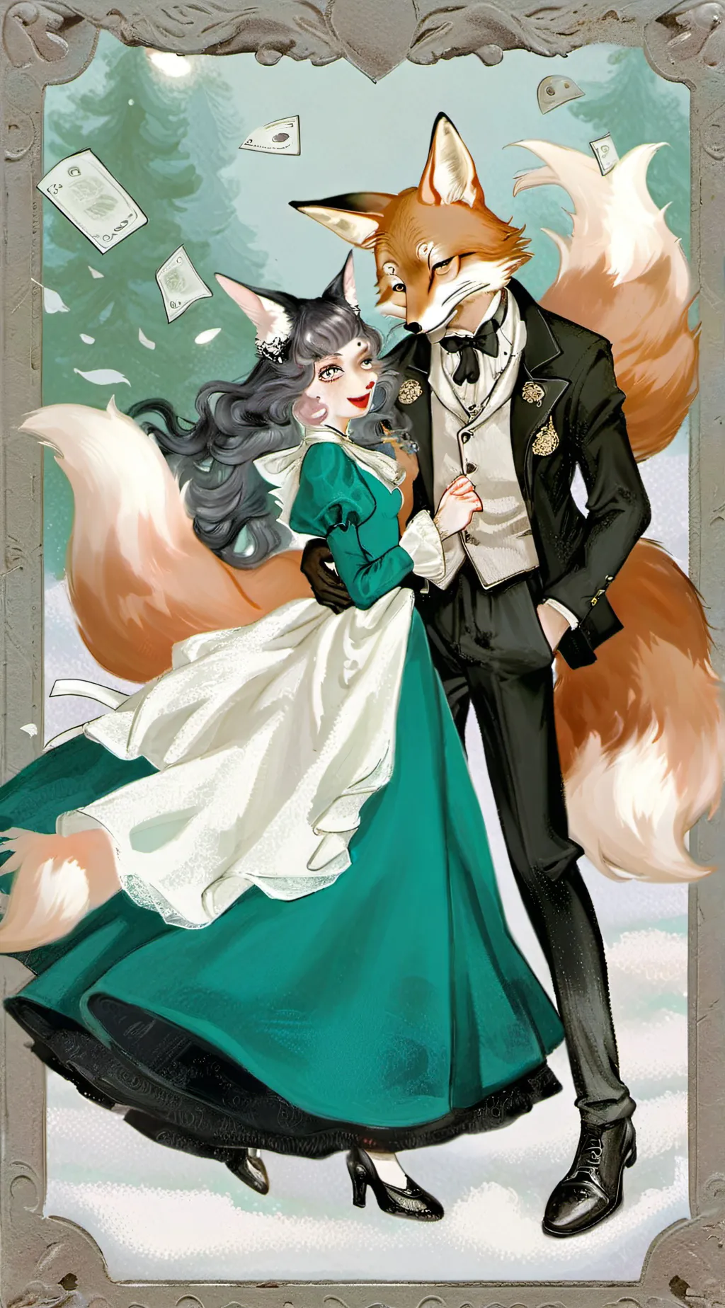 ai character: Cat and Fox background