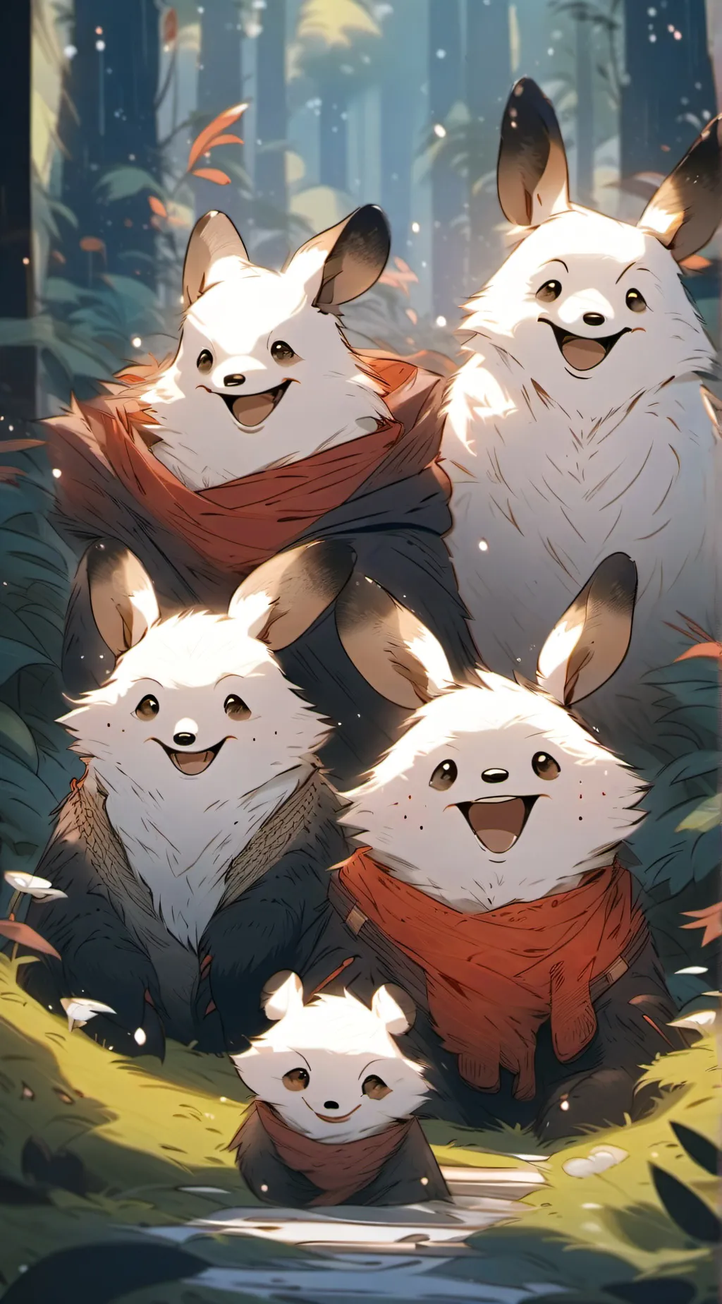 ai character: Smiling critters background