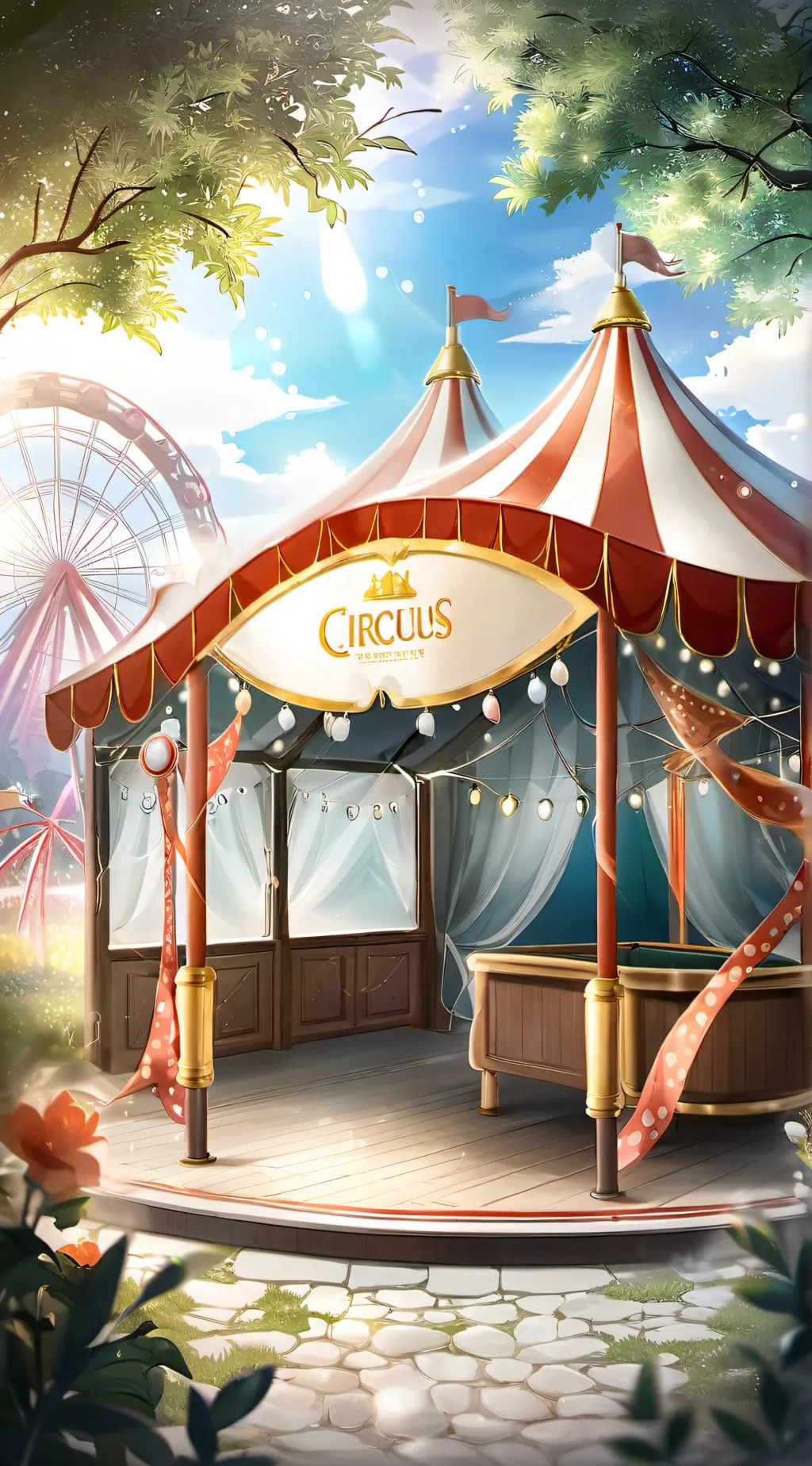 ai character: Digital circus.  background