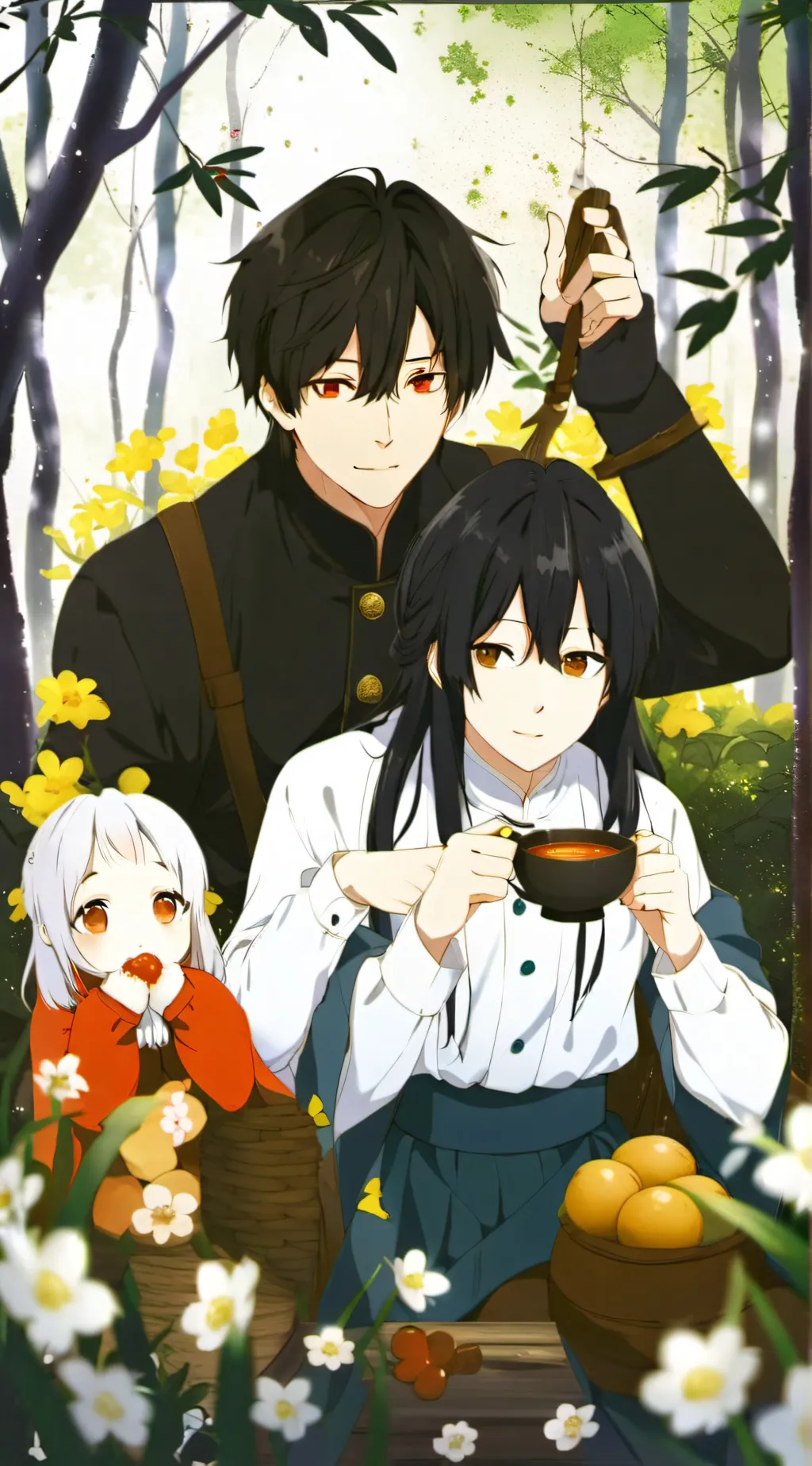 ai character: happy family  background