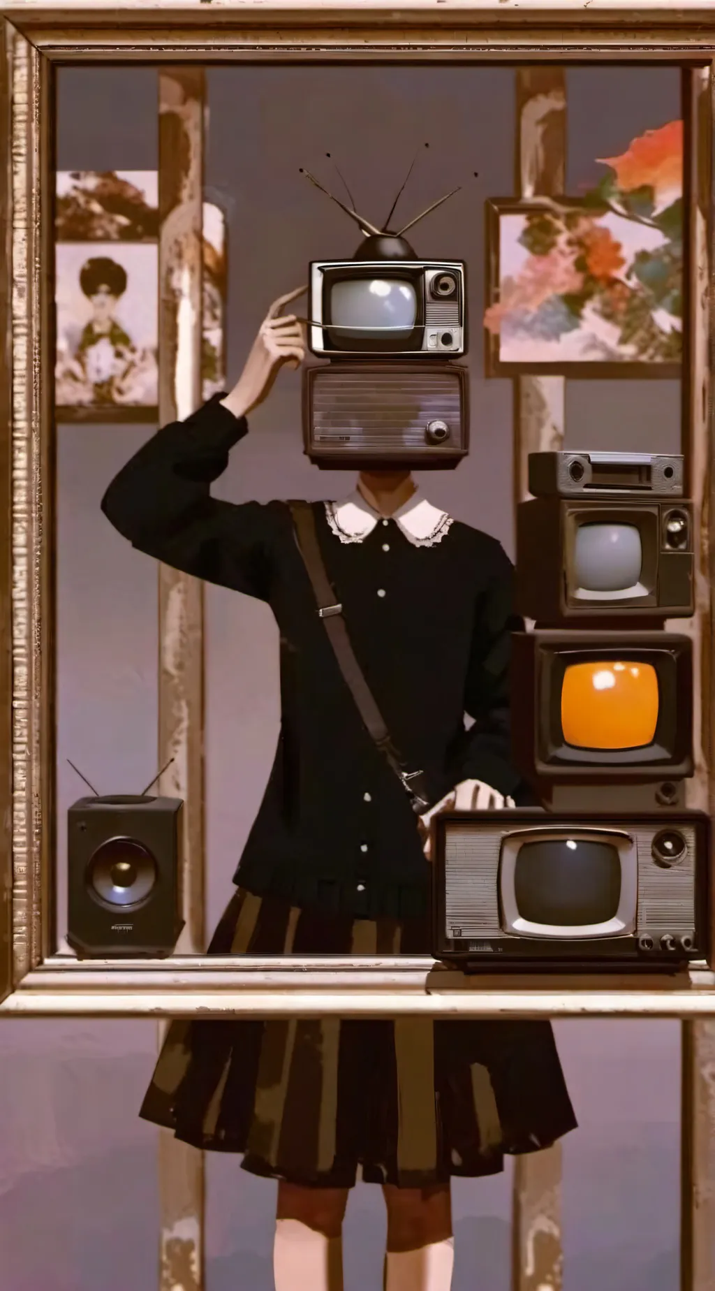 ai character: TV Woman background
