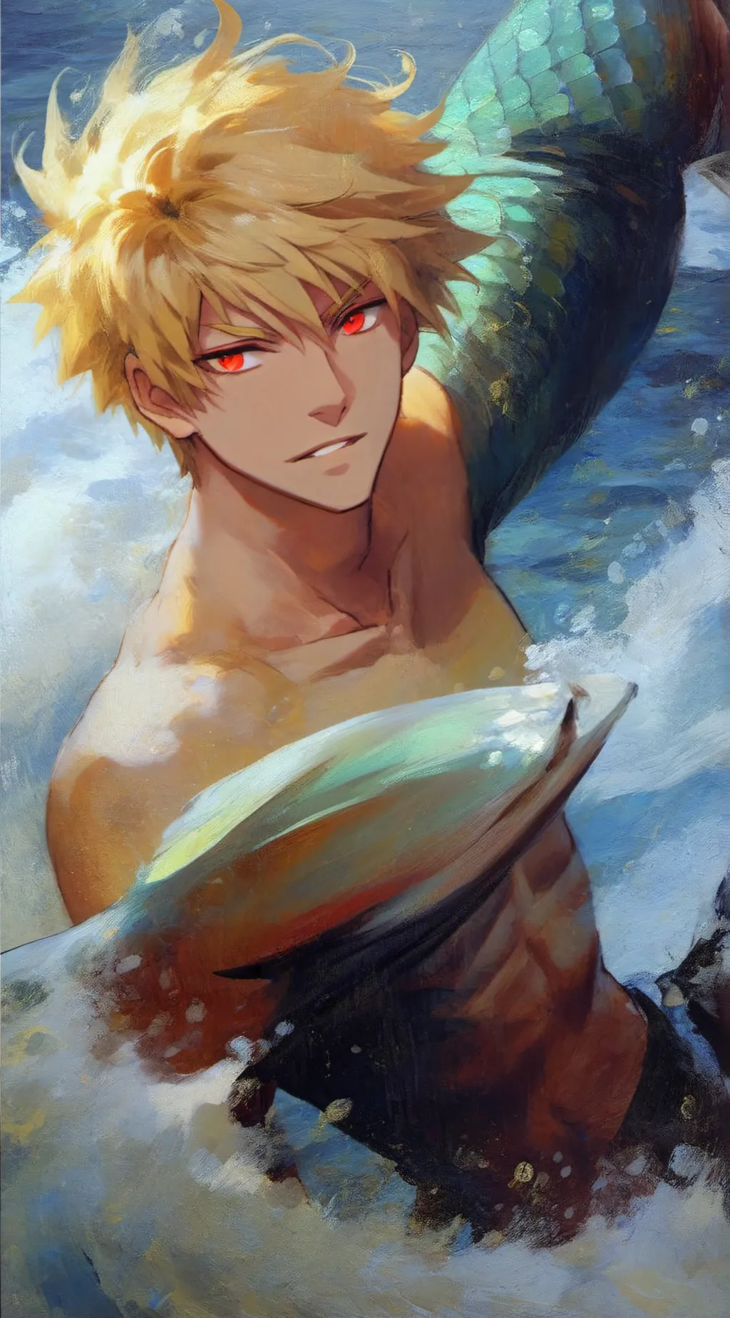 ai character: Merman Bakugou  background