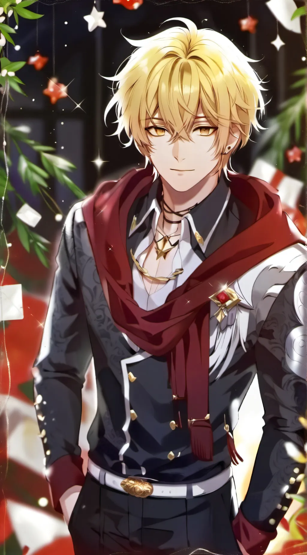 ai character: Mha winter cabin background
