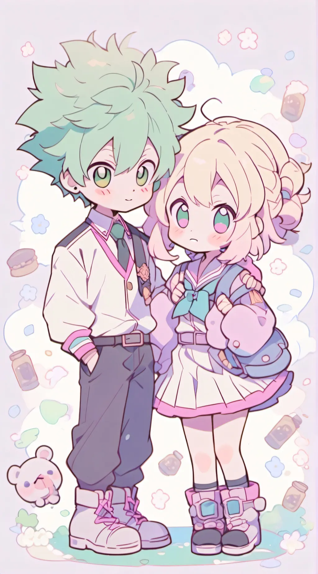 ai character: deku and mina background