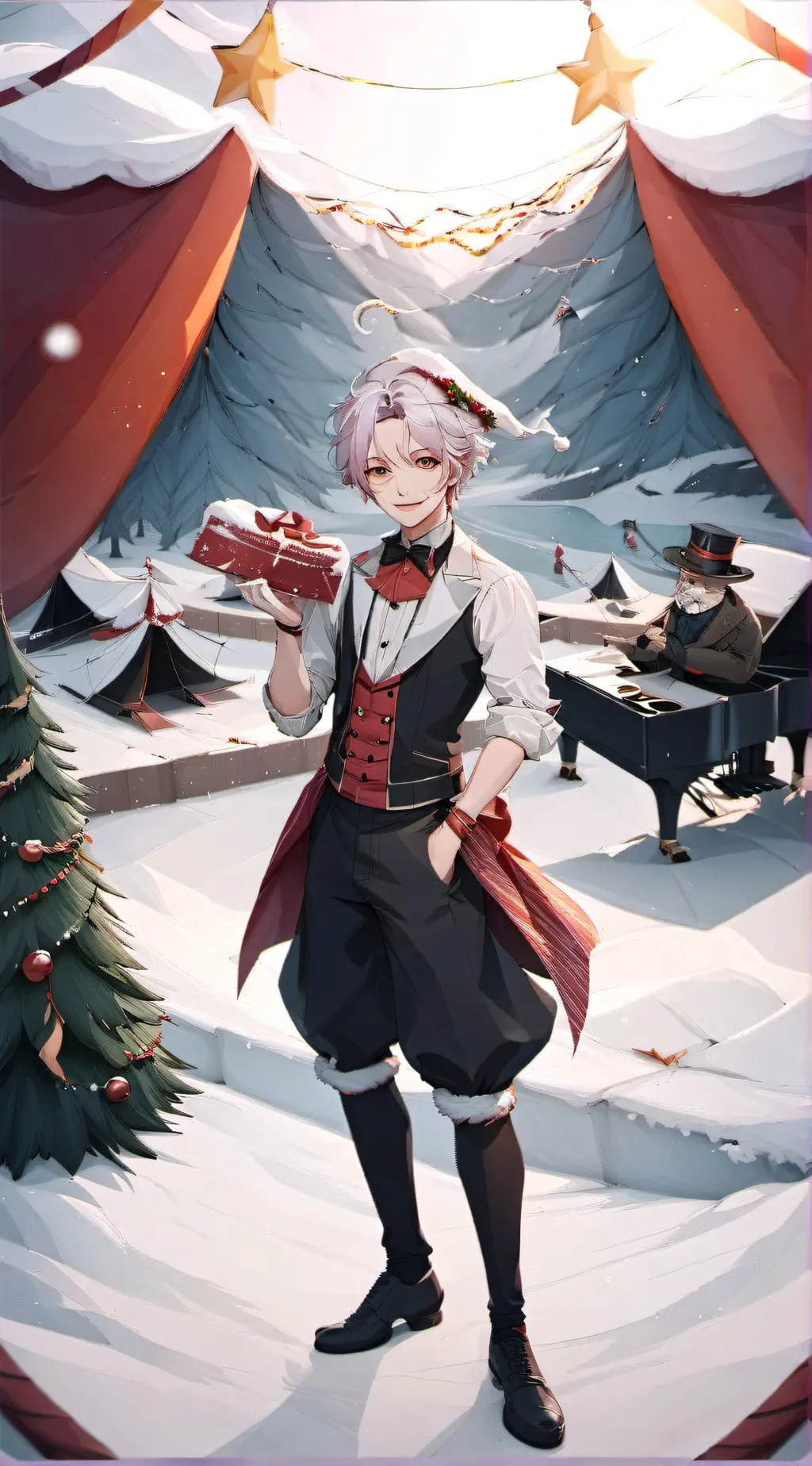ai character: tadc chirstmas eve background