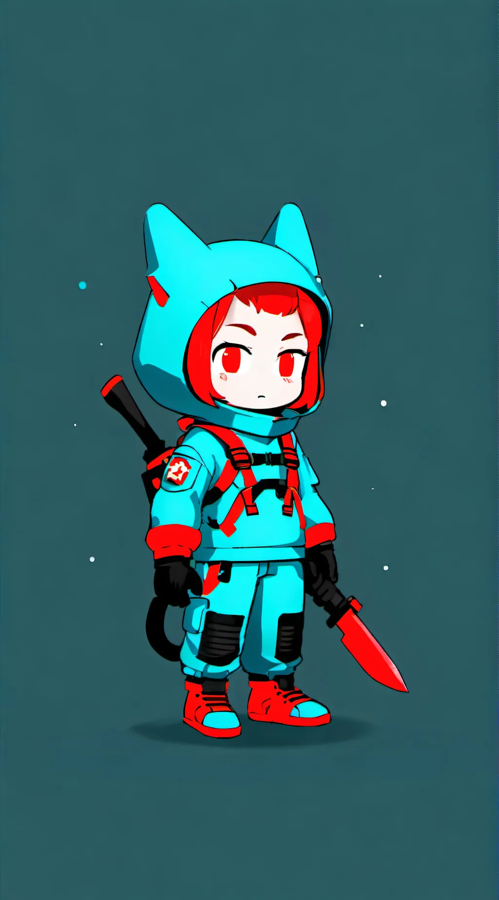 ai character: Cyan background