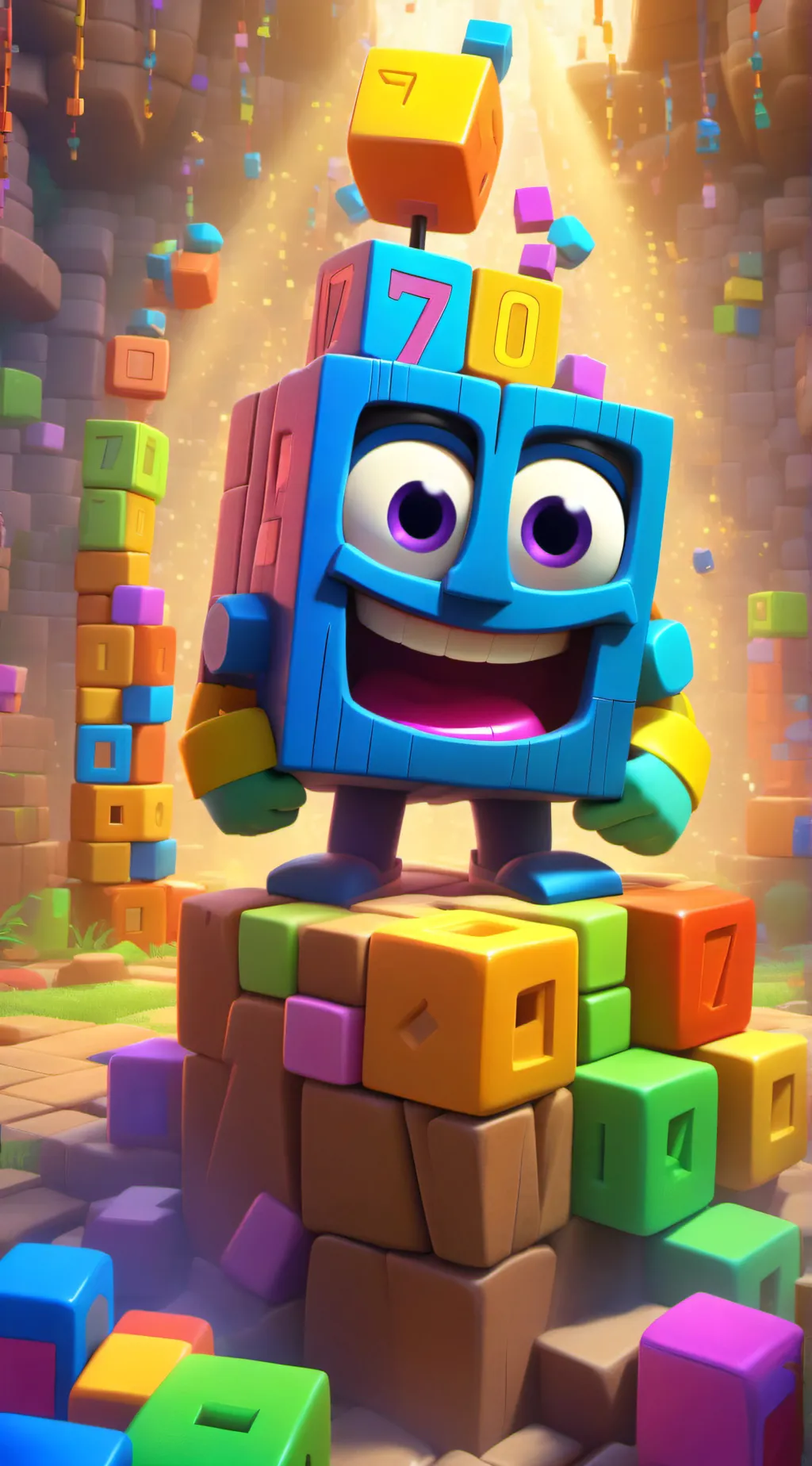 ai character: Numberblock 7 background