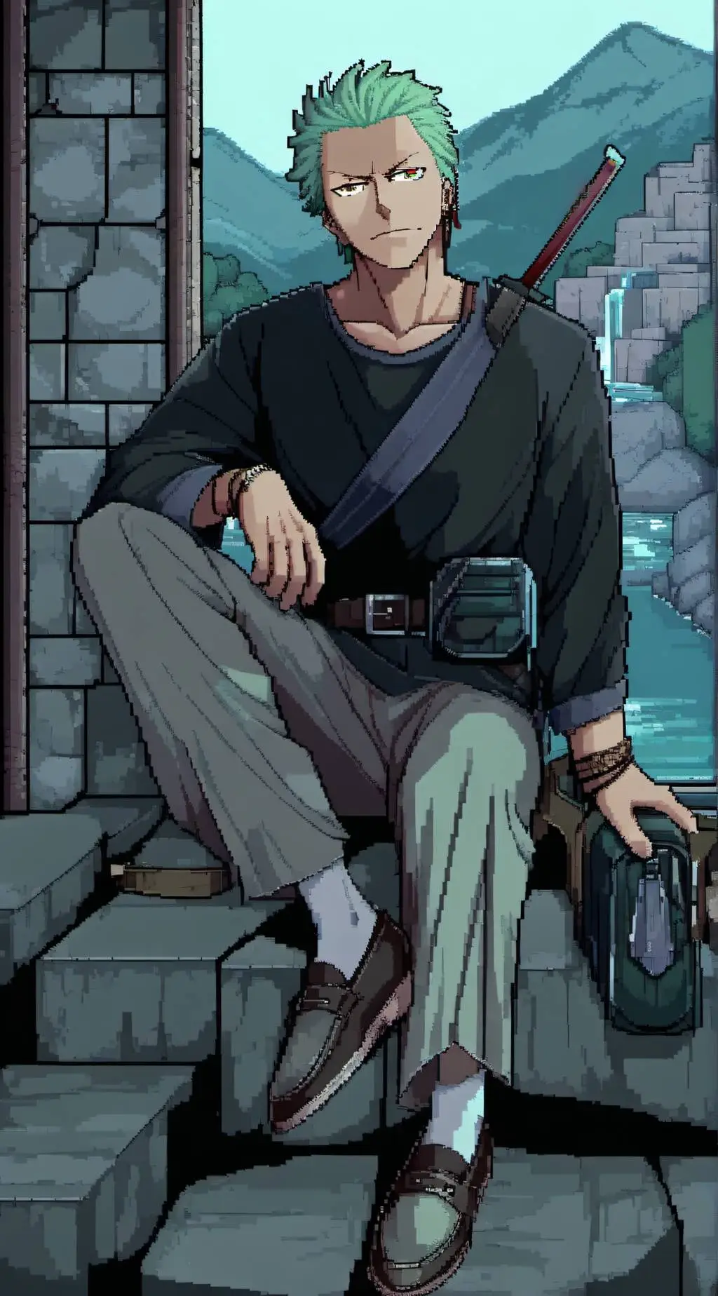 ai character: Zoro  background