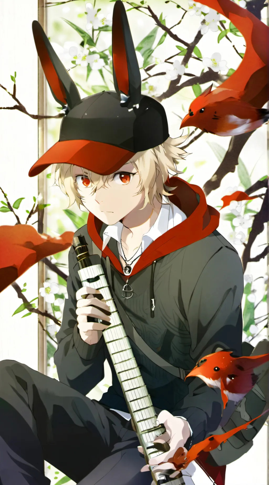 ai character: crimson background
