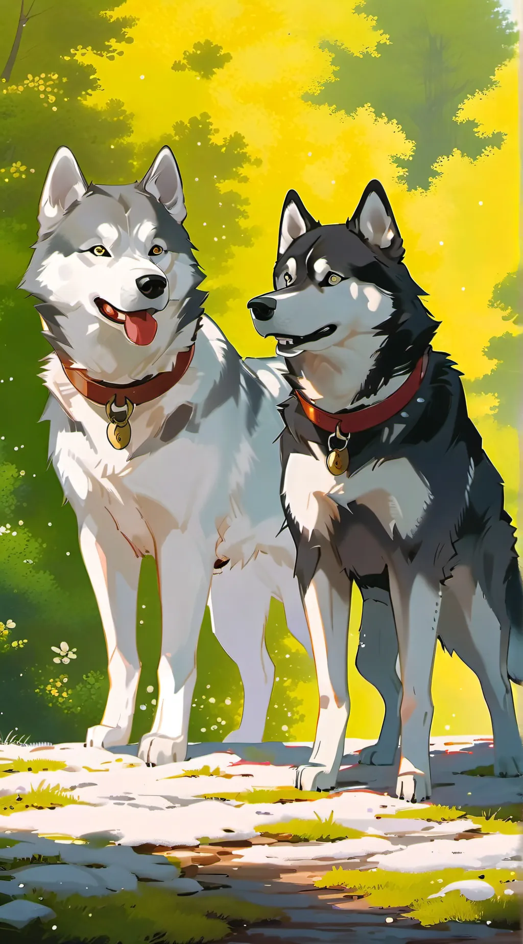 ai character: husky pair background