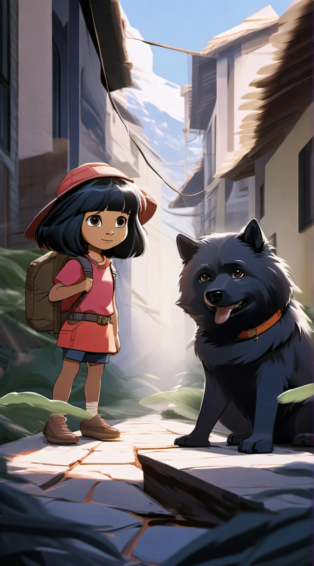 ai character: corn flying Dora background