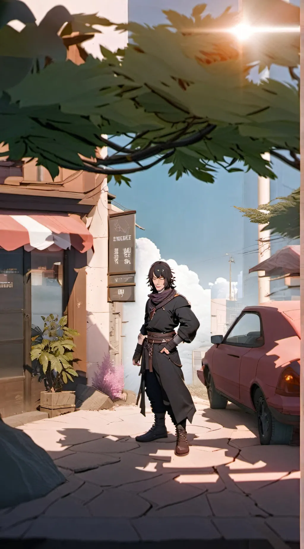 ai character: island wirh mha  background