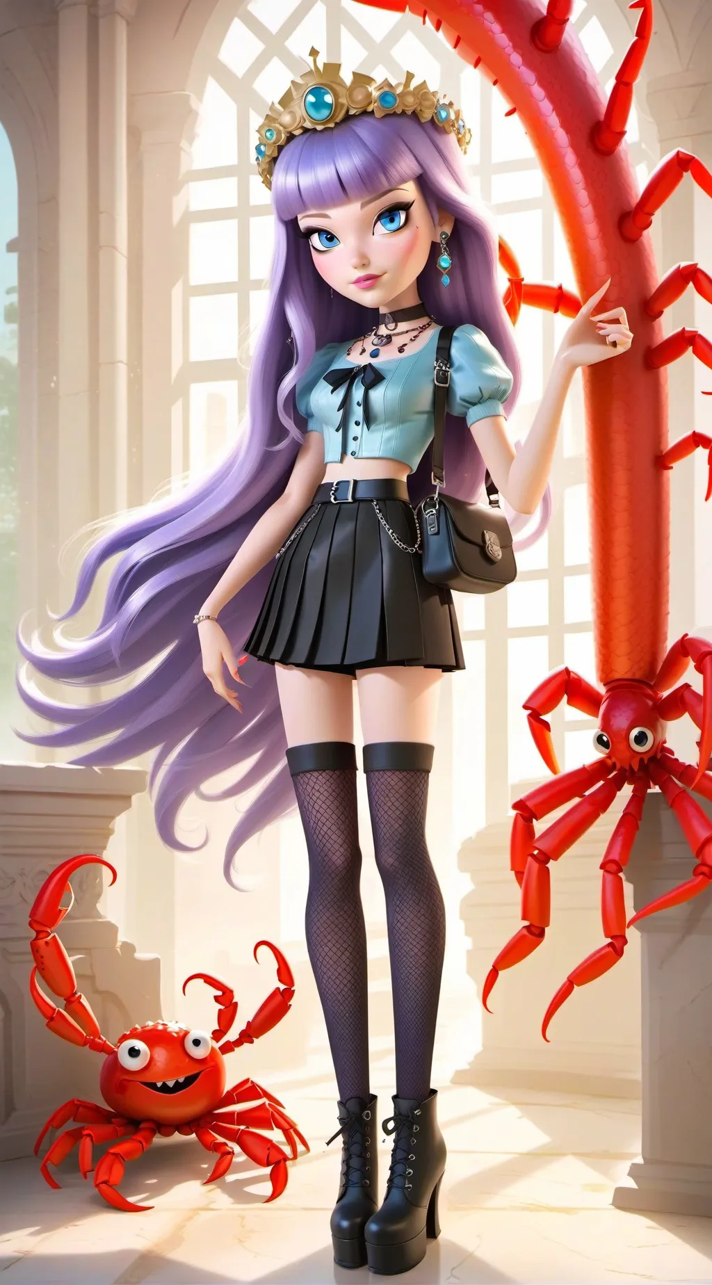 ai character: mermaid high  background