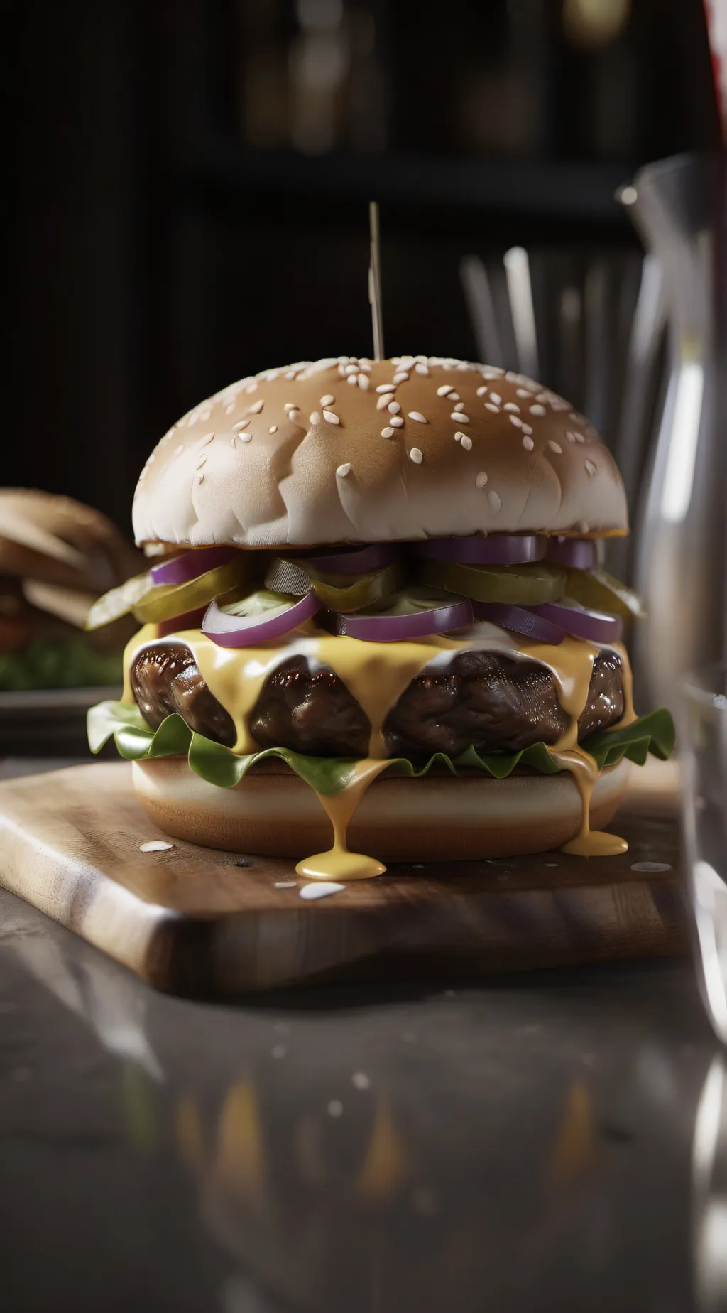 ai character: hamburger background