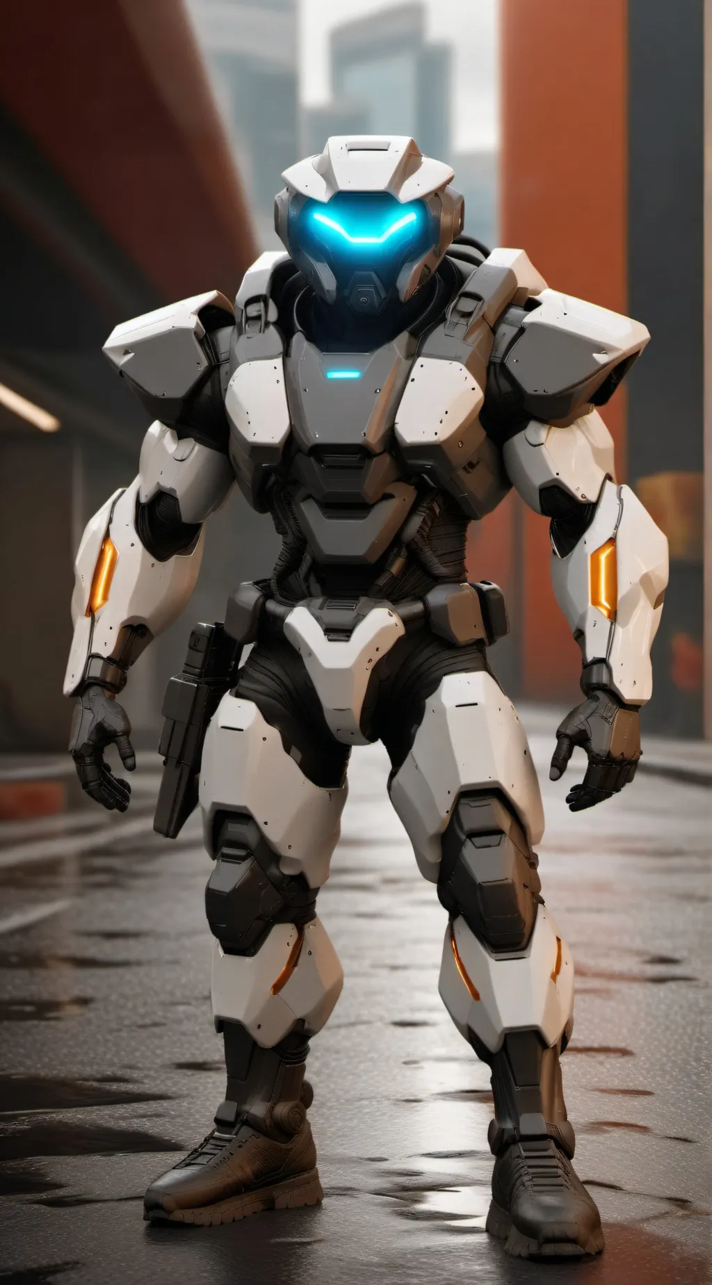 ai character: Mecha cyberTruck background