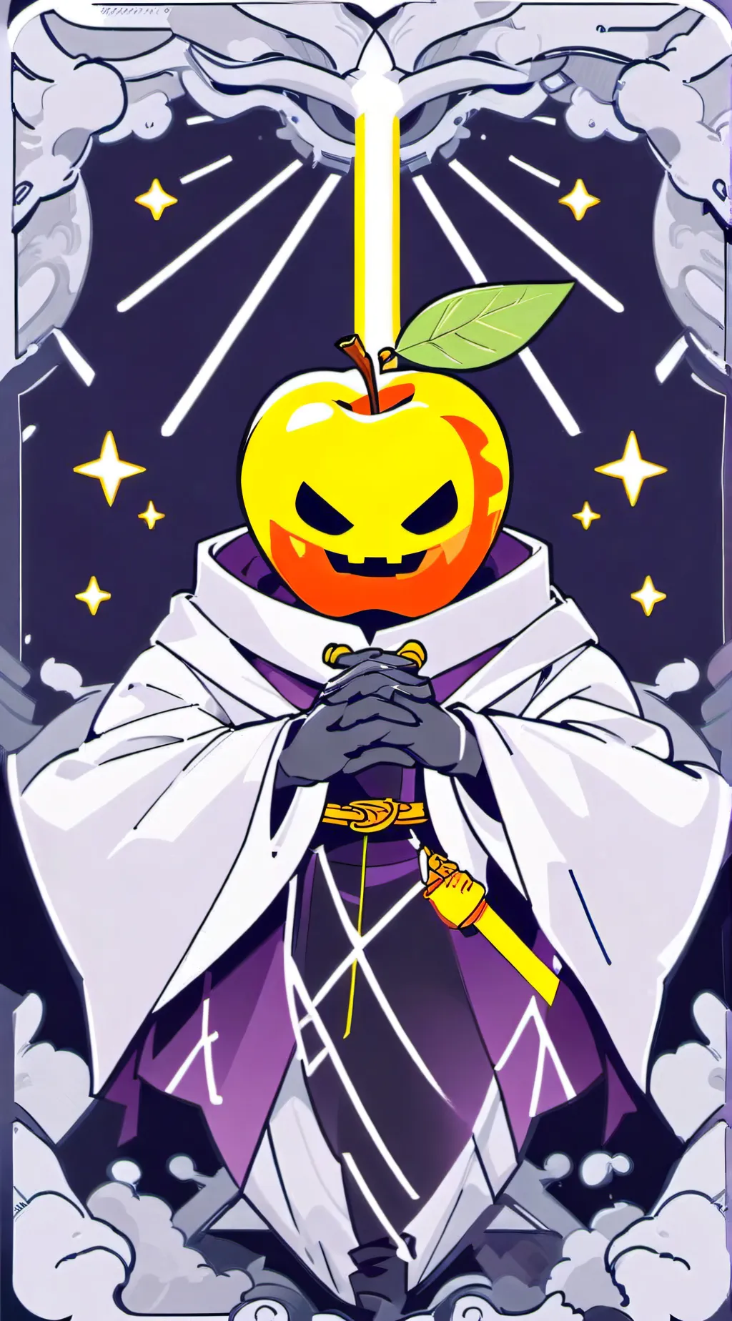 ai character: King flame Apple  background