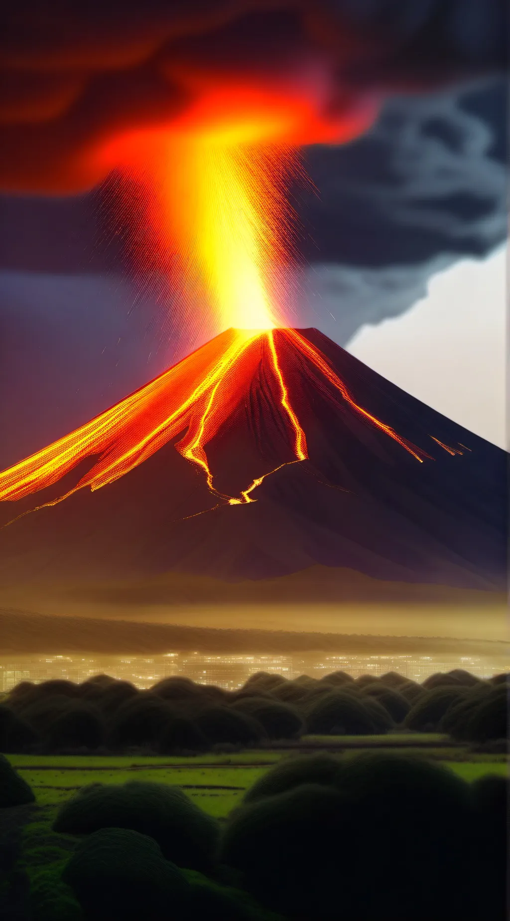 ai character: Volcano background