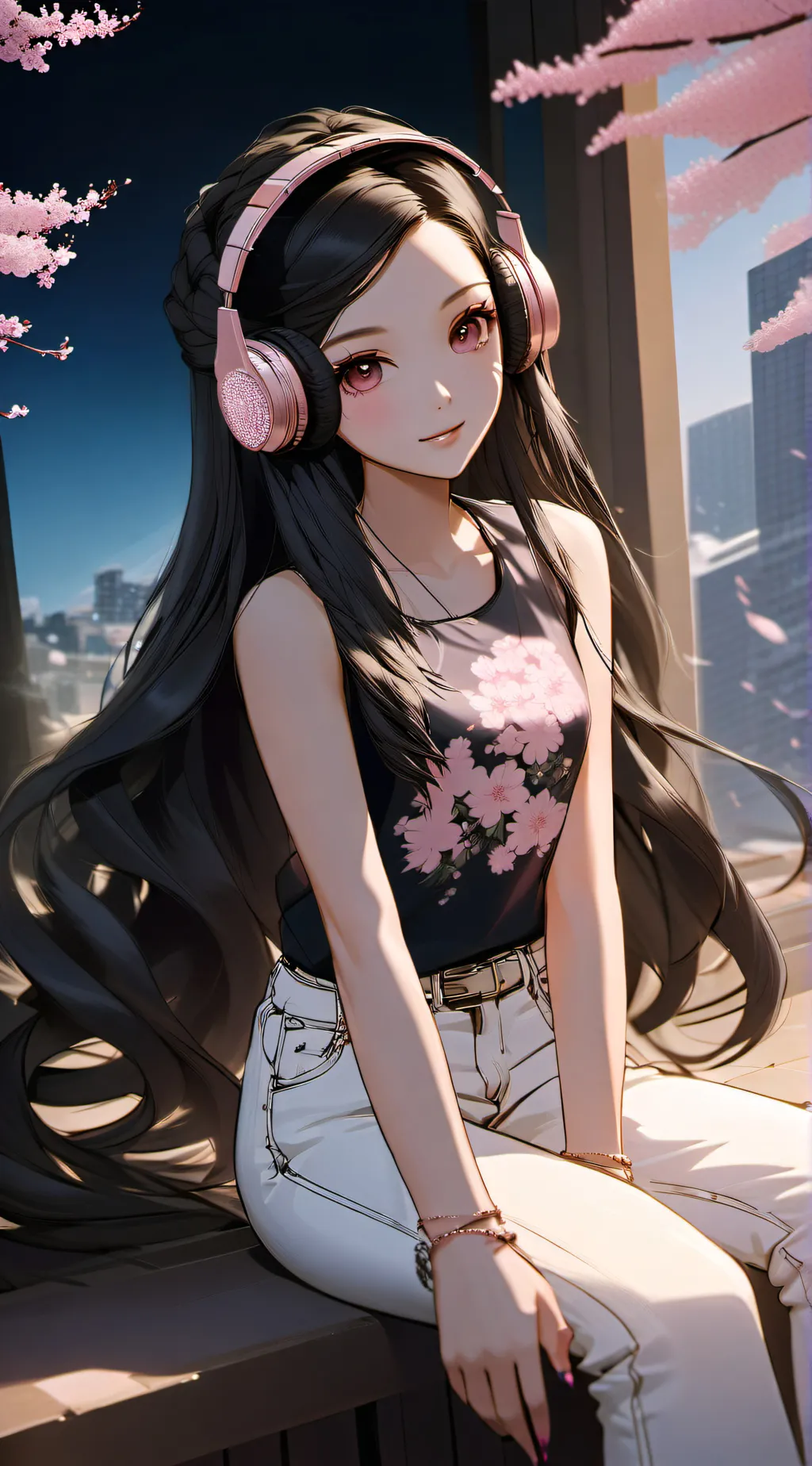 ai character: Nezuko Streamer background
