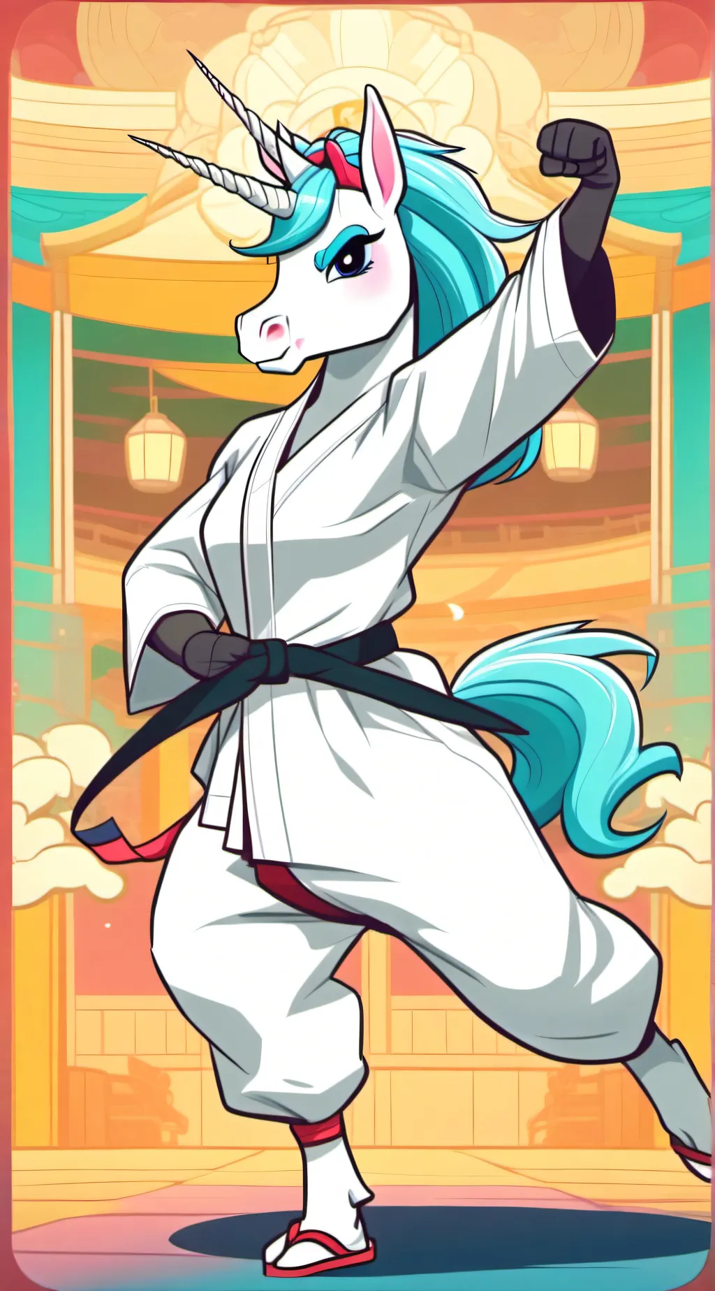ai character: Karate Unicorn  background