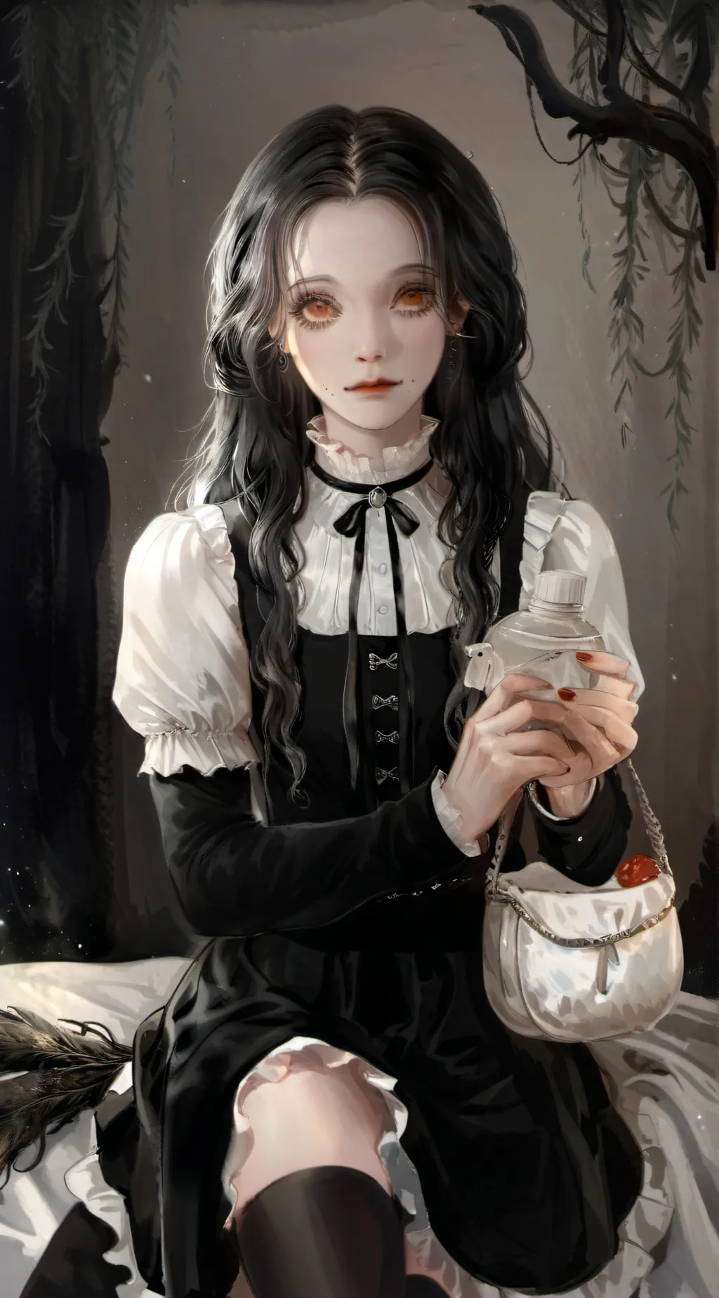 ai character: Wednesday  background