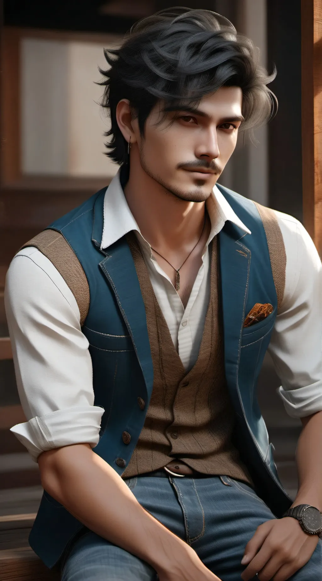 ai character: Justin  background