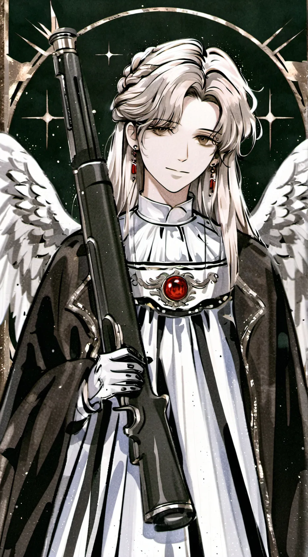 ai character: angel with sh0tgun background