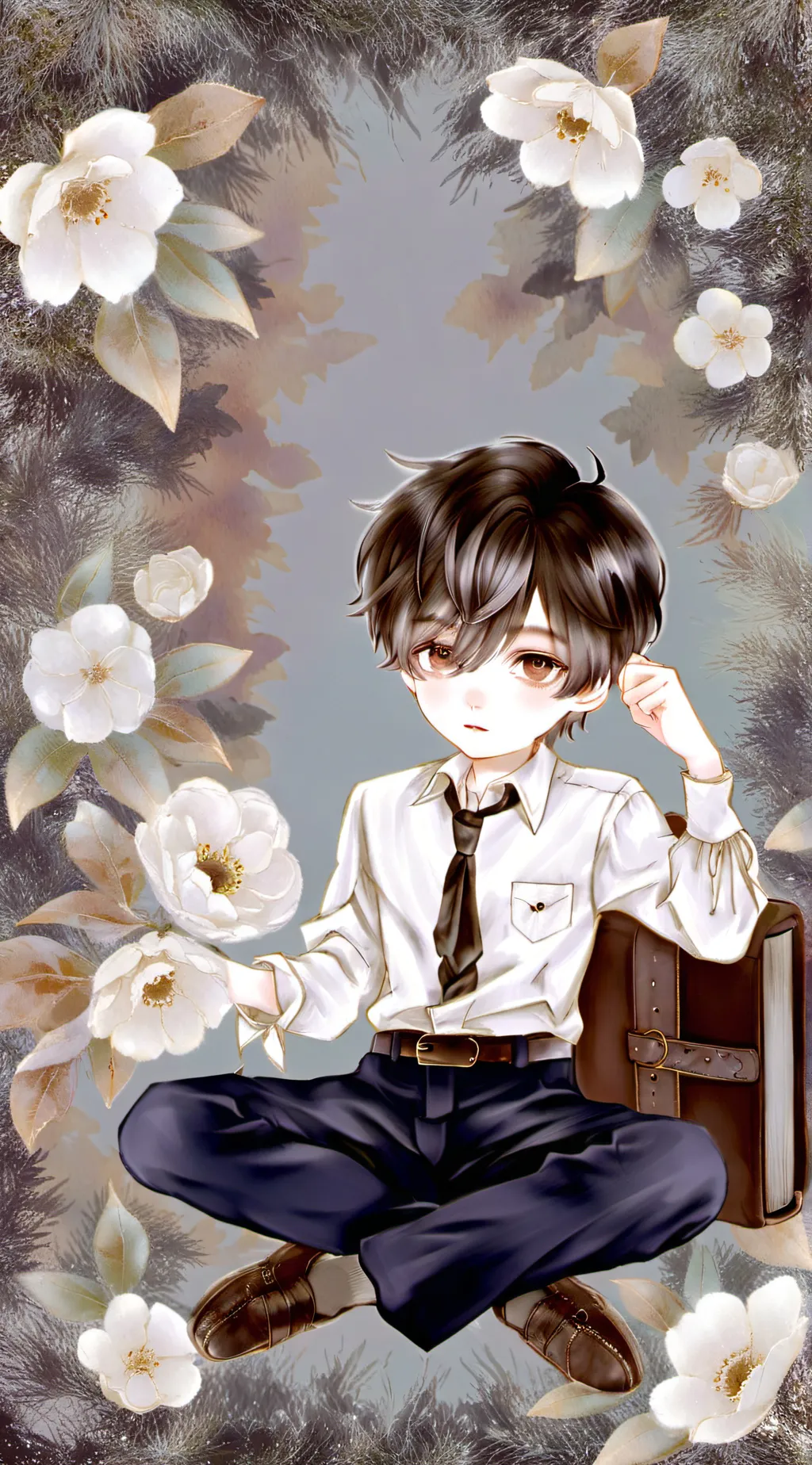 ai character: muzan as a kid  background