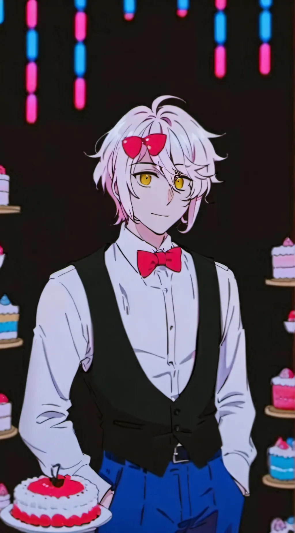 ai character: cake kevin a-u  background