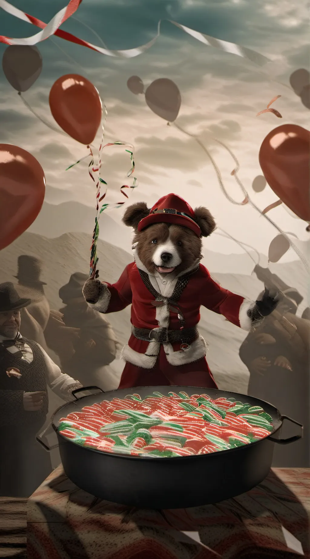 ai character: Christmas bear background