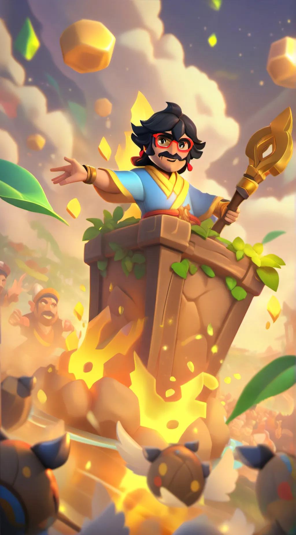 ai character: strawberry  background