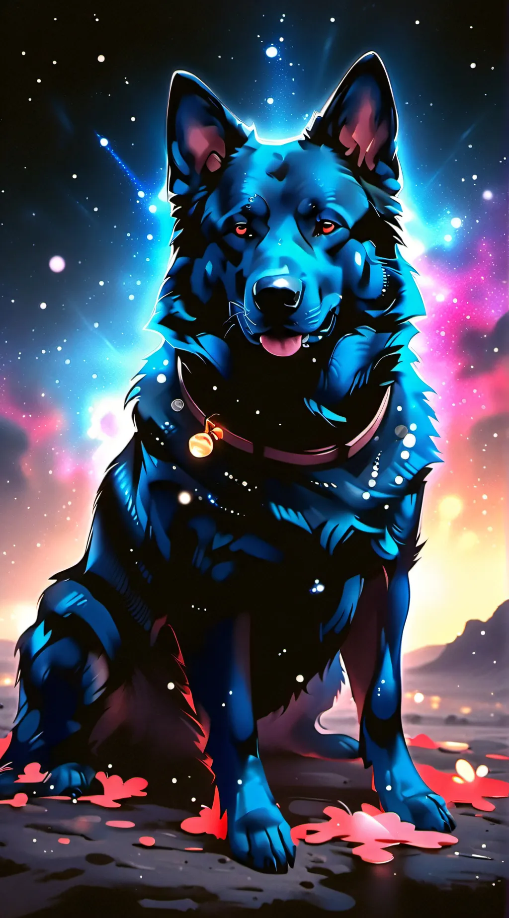 ai character: Dogpressed background