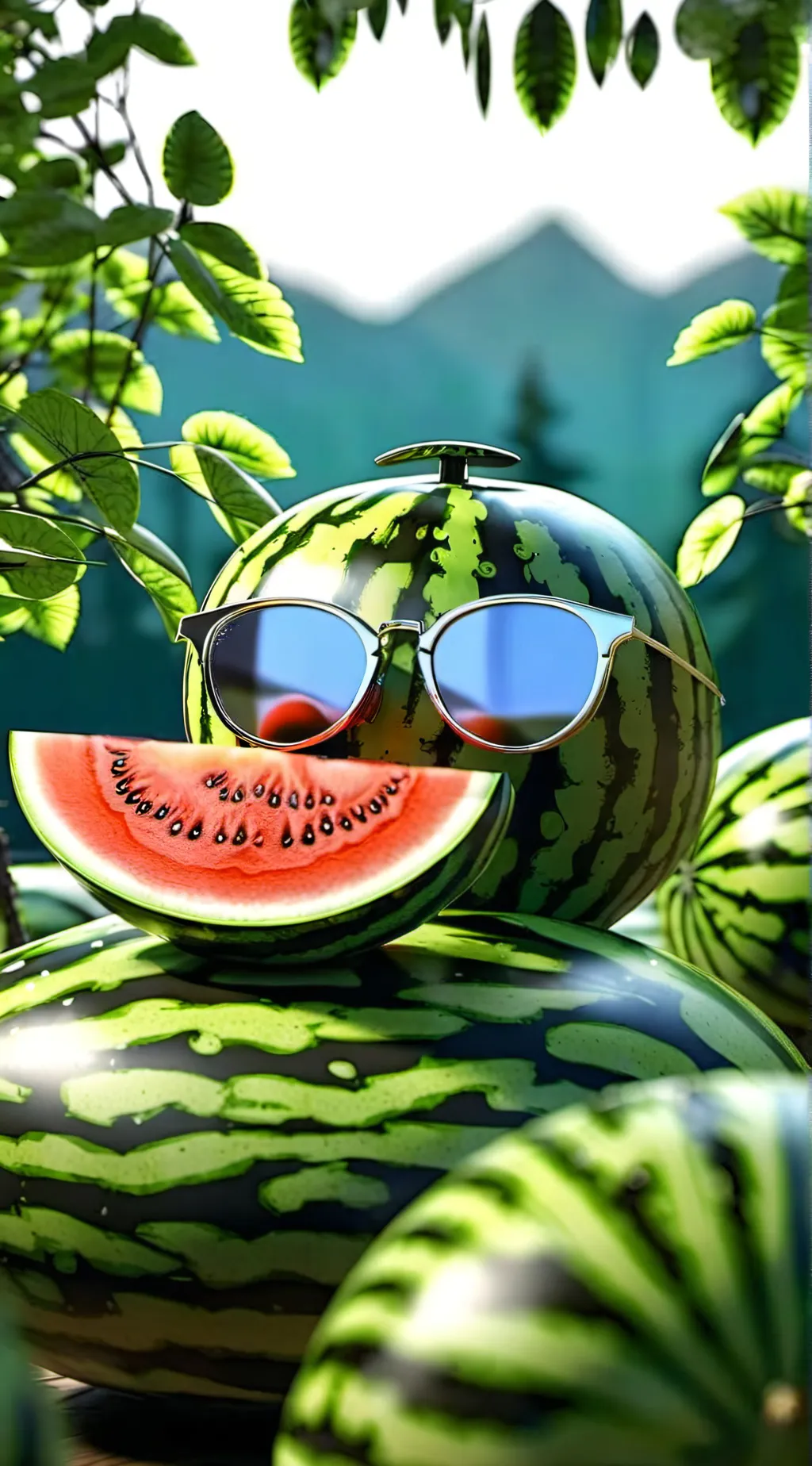 ai character: Watermelon background